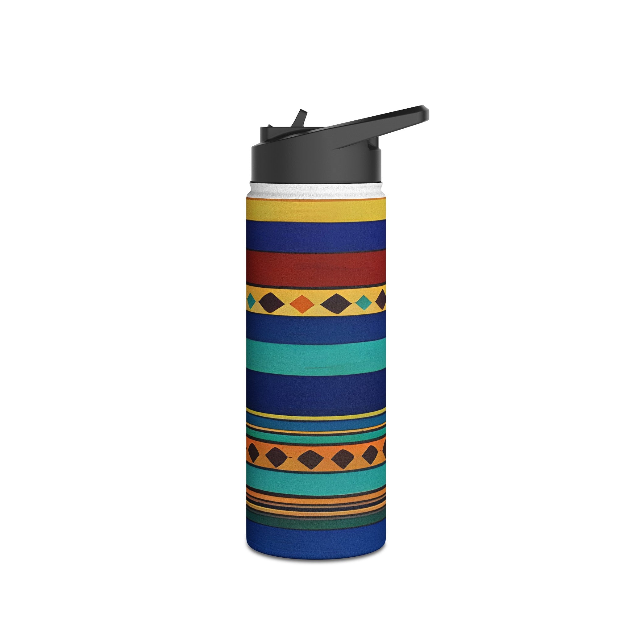 Bohemian Style Print Stainless Steel Water Bottle, Standard Lid