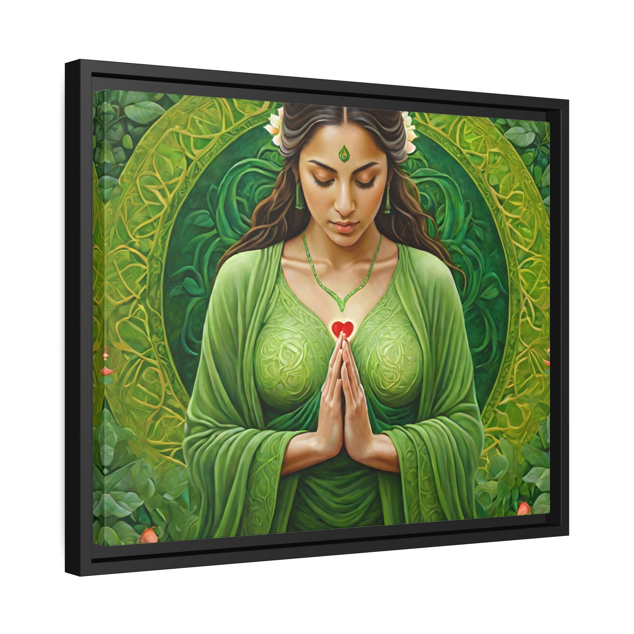 Heart Chakra Gratitude II - Matte Canvas, Black Frame
