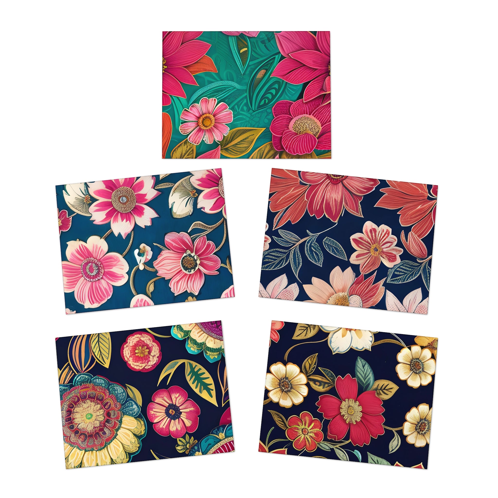 Vintage Floral - Multi-Design Greeting Cards (5-Pack)