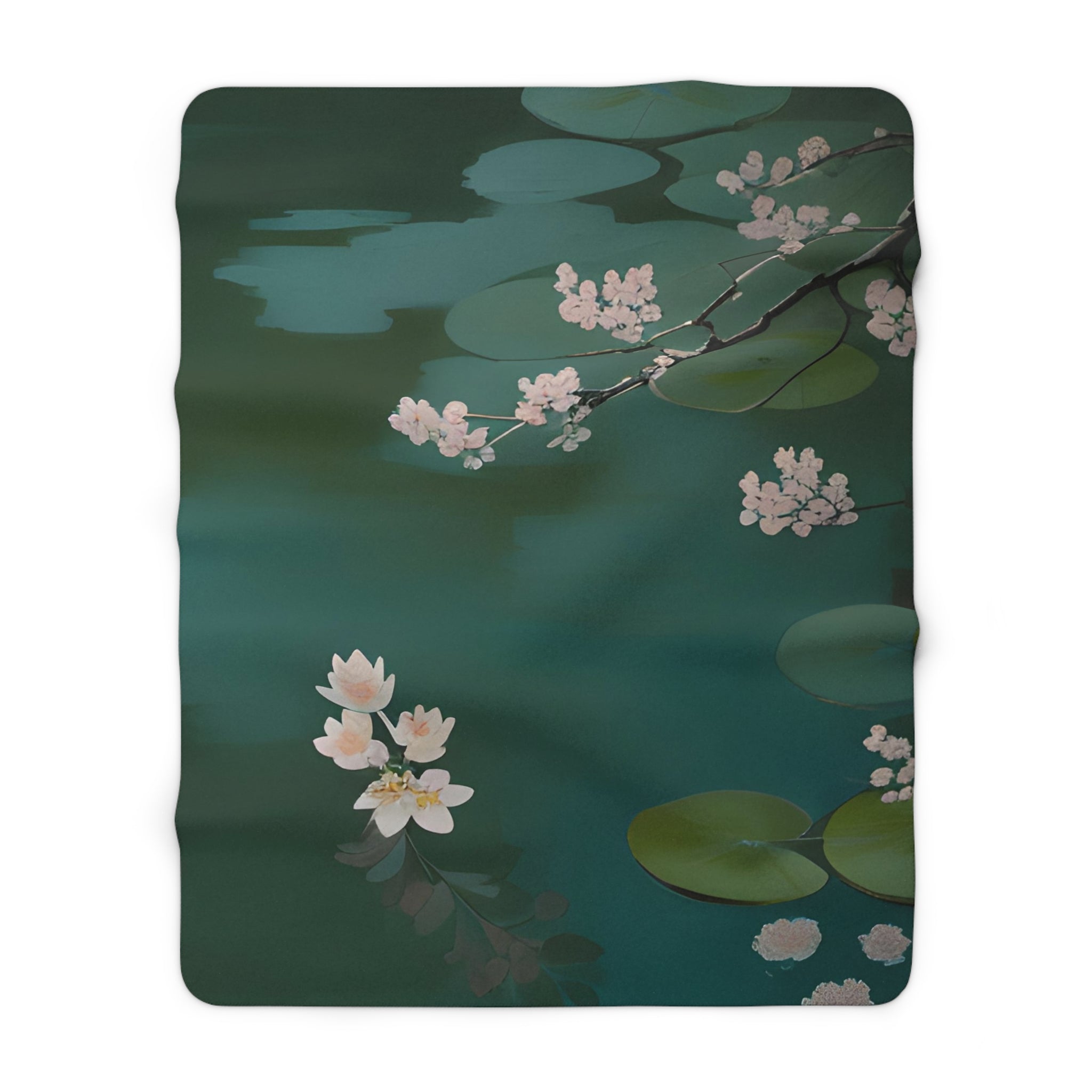 Green Lily Pond Sherpa Blanket Lily
