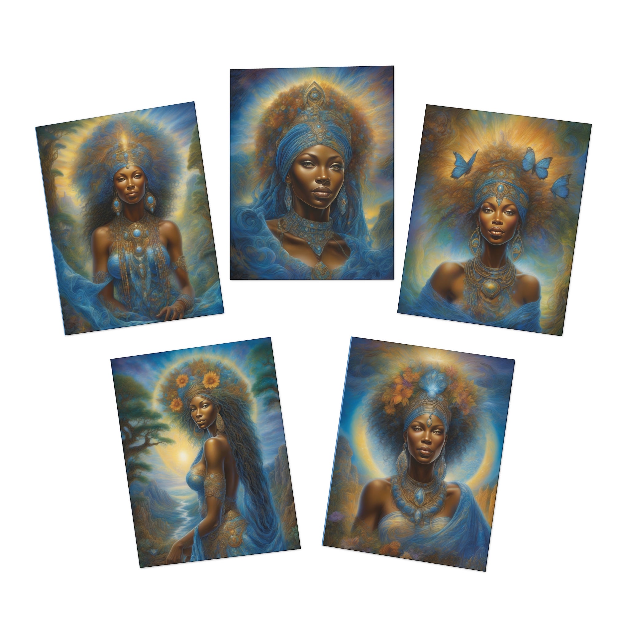 Multi-Design Greeting Cards (5-Pack), Divine Feminine , African Goddess