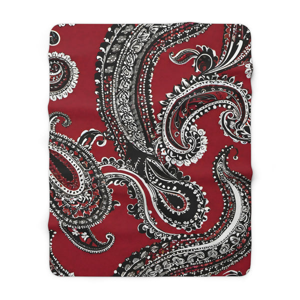 Paisley Red - Sherpa Fleece Blanket