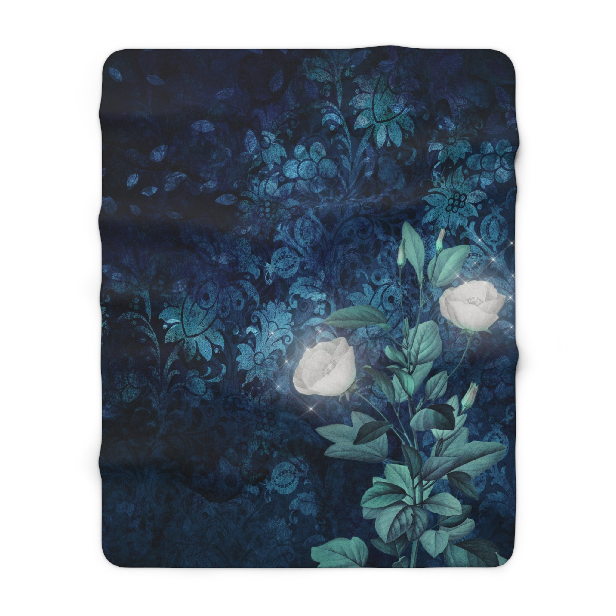 Blue Night Garden Sherpa Blanket