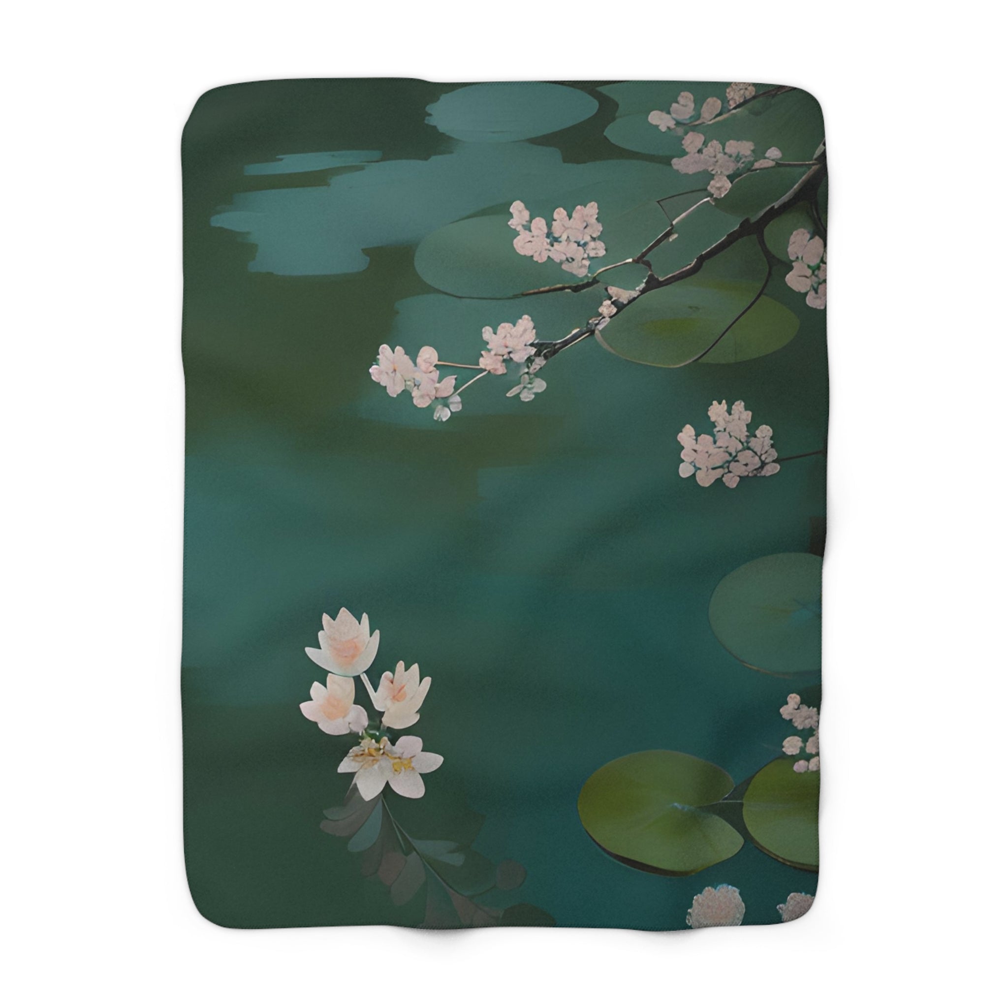 Green Lily Pond Sherpa Blanket Lily