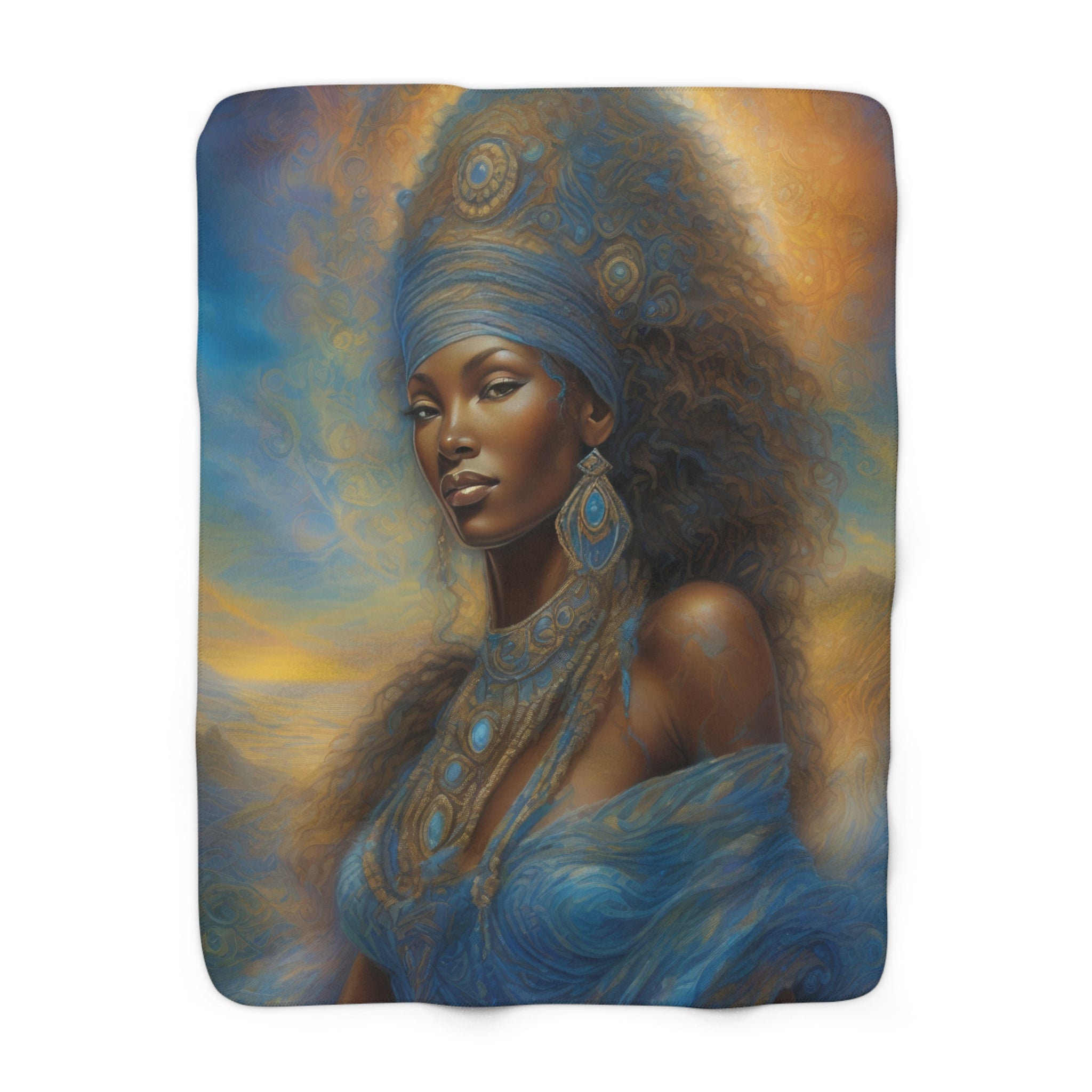 Sherpa Fleece Blanket, Divine Feminine, African Queen
