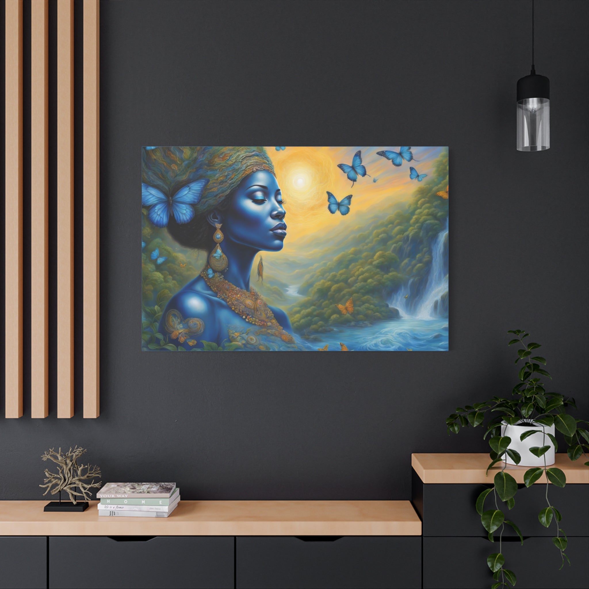 Matte Canvas, Stretched, 1.25", Divine Feminine, Blue Goddess 1