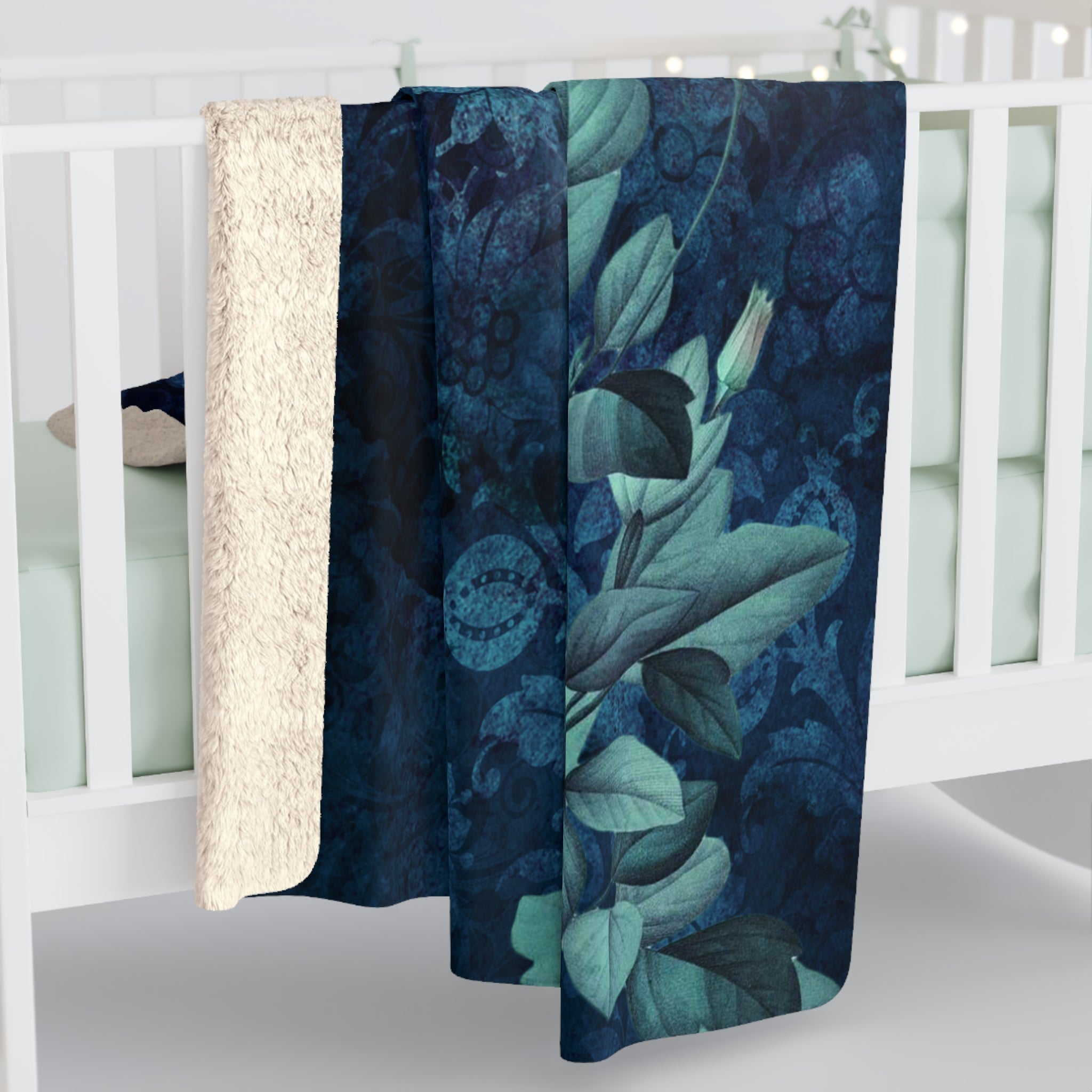 Blue Night Garden Sherpa Blanket