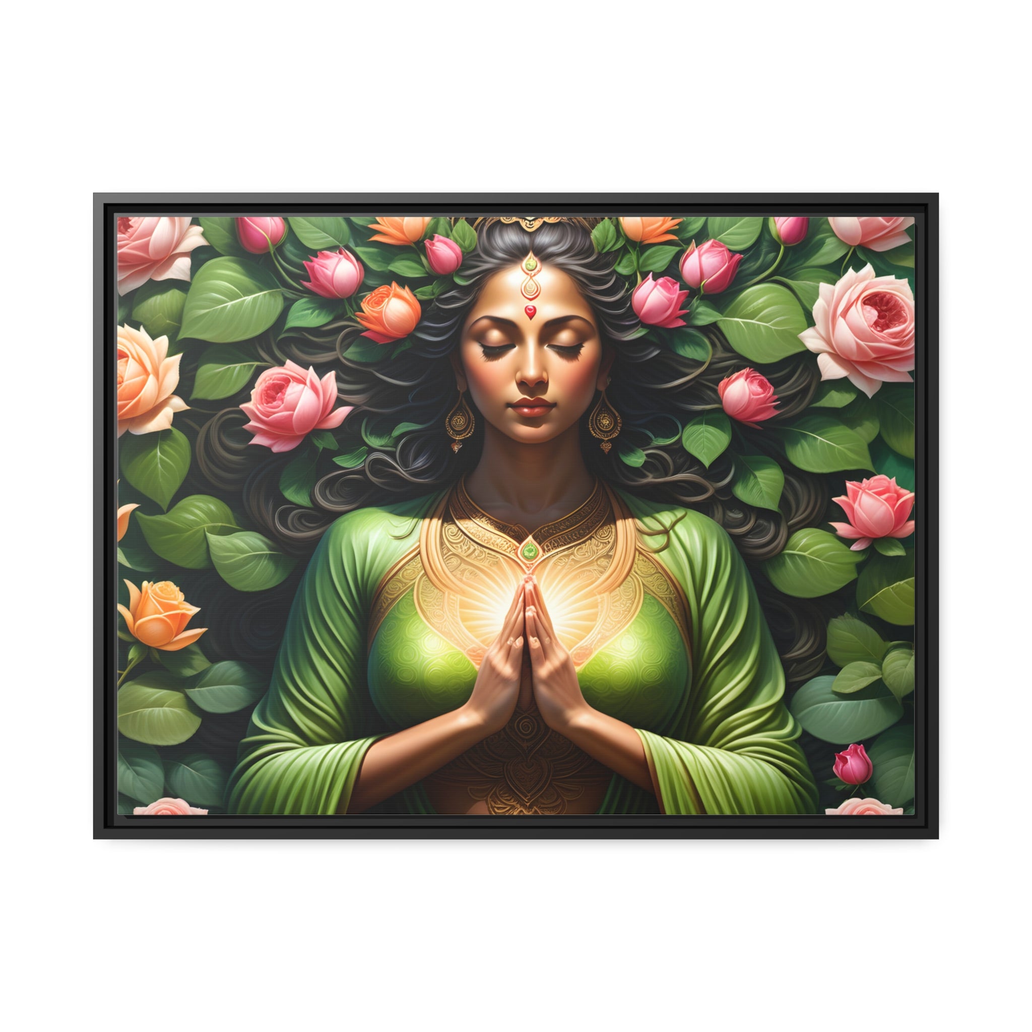 Heart Chakra Gratitude - Matte Canvas, Black Frame