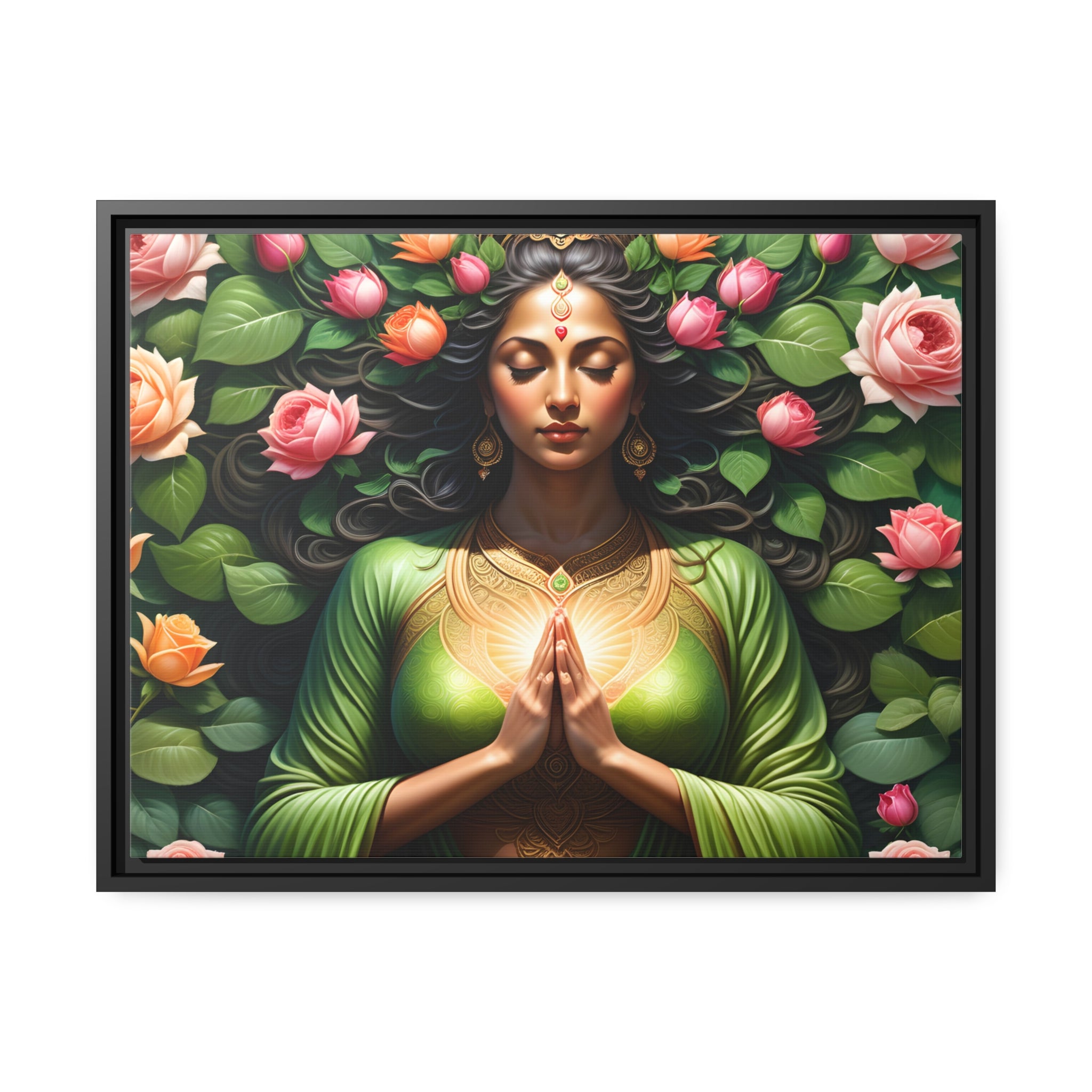 Heart Chakra Gratitude - Matte Canvas, Black Frame