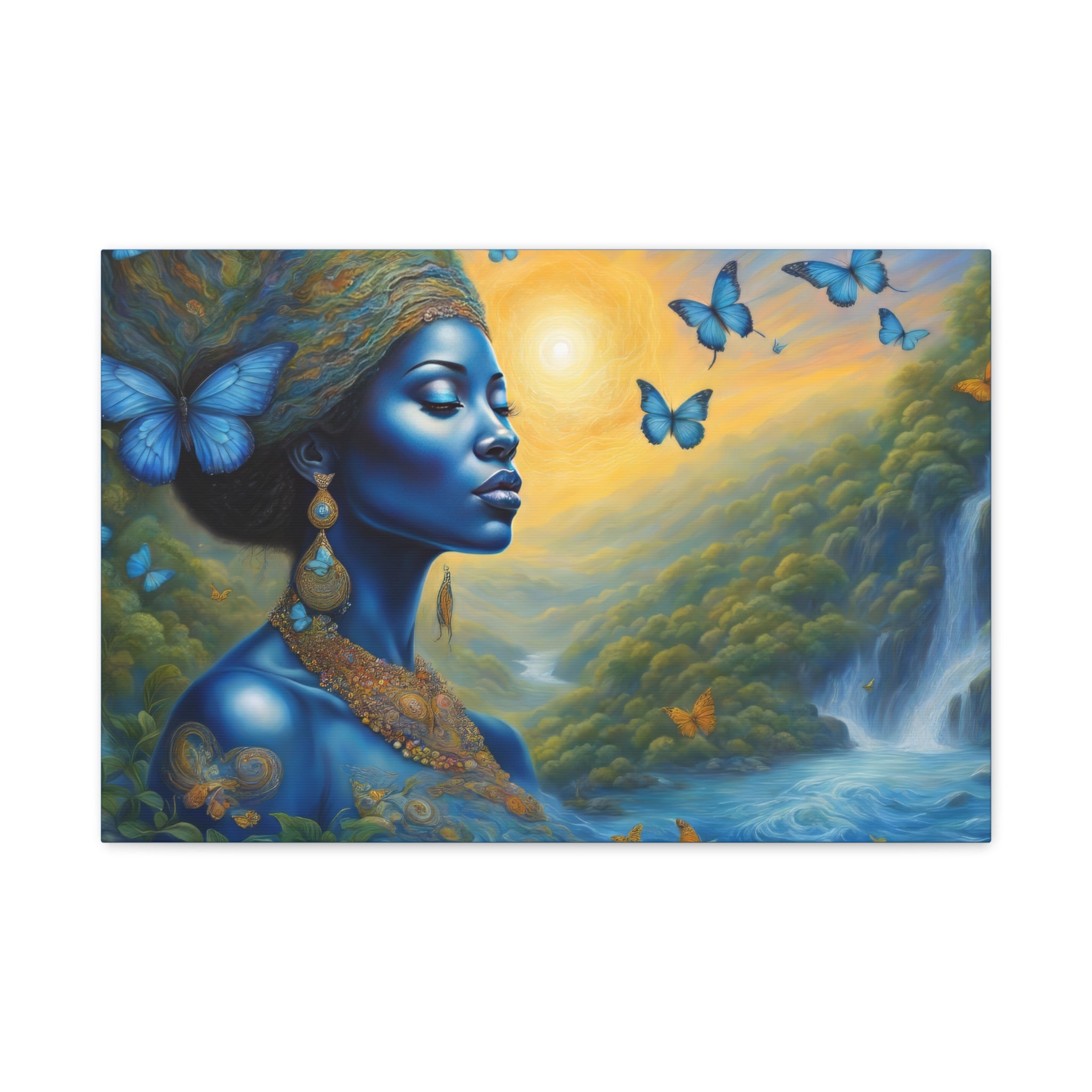 Matte Canvas, Stretched, 1.25", Divine Feminine, Blue Goddess 1