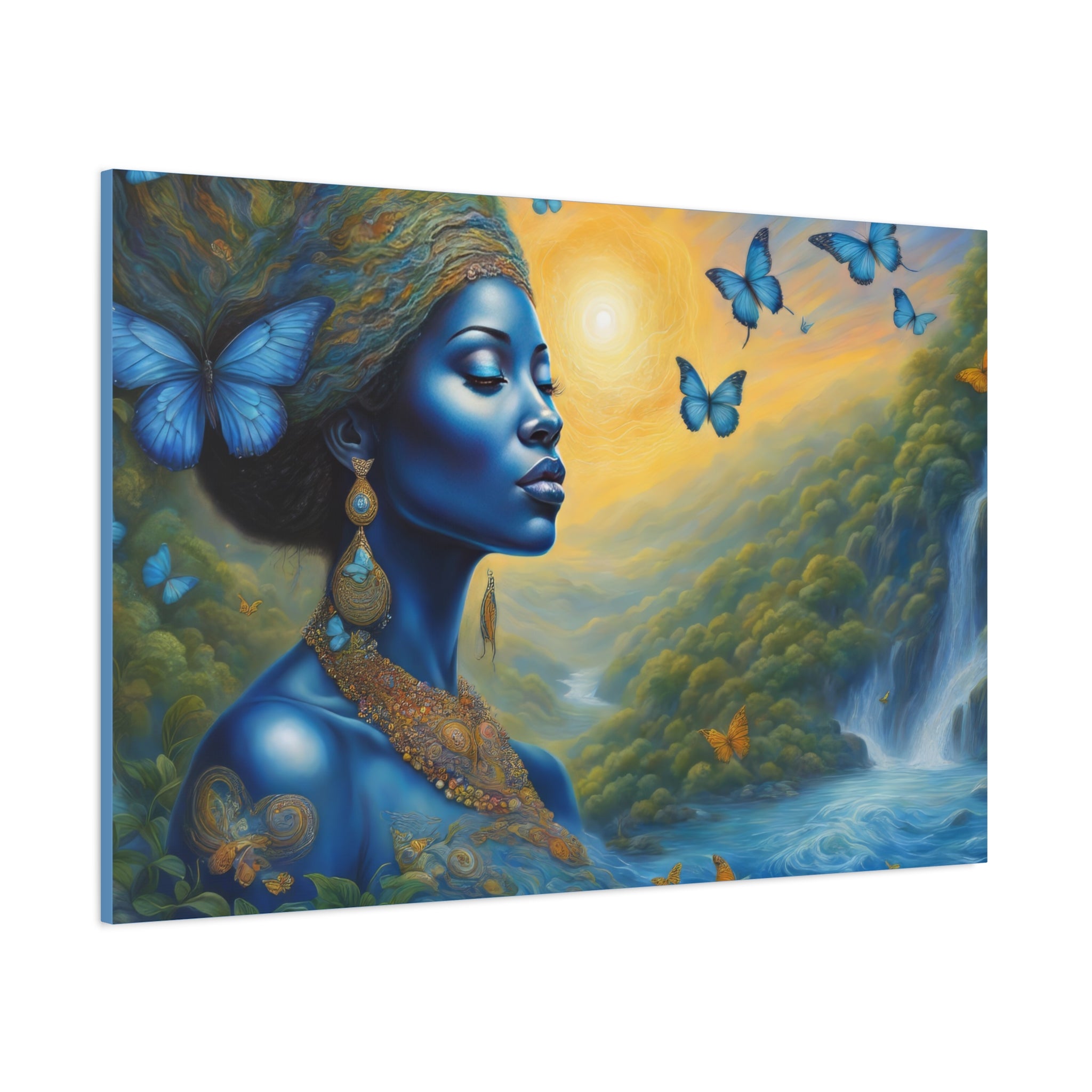 Matte Canvas, Stretched, 1.25", Divine Feminine, Blue Goddess 1