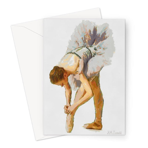 Ballerina Preparing for Performance Greeting Card