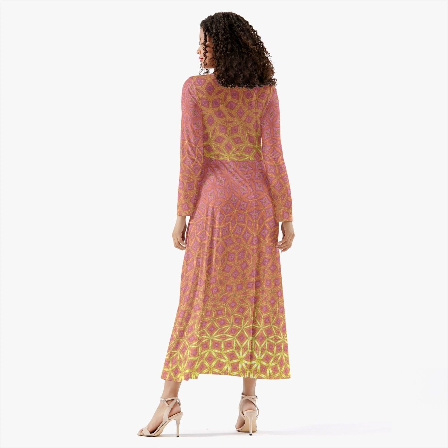 Sunrise at the Lake, Women's Long-Sleeve Trendy One-piece Dress, by Sensus Studio Design