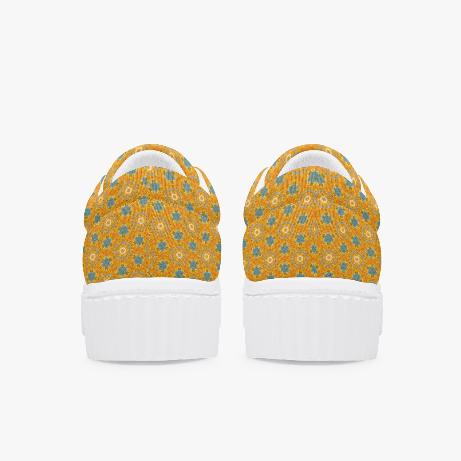 Yellow Tullip fine patterned  Women’s Low Top Platform Sneakers, by Sensus Studio Design
