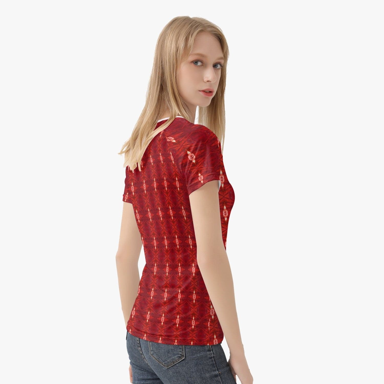Red Bal Masqué, Handmade Stylish Women T-shirt Sports/ Yoga Top, by Sensus Studio Design