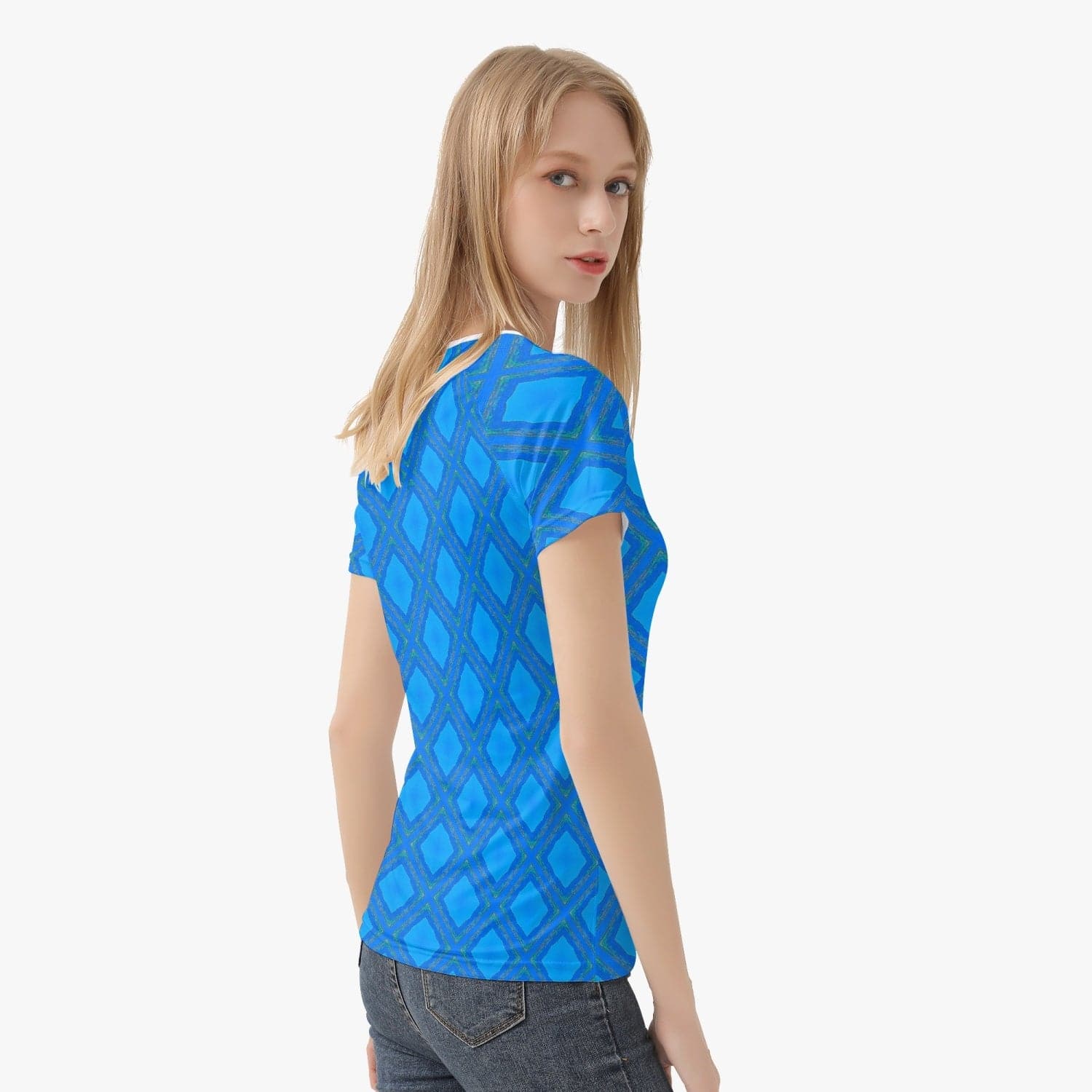 Summer Lake blue trendy 2022 quick dry  Handmade Women sports/yoga  T-shirt, by Sensus Studio Design