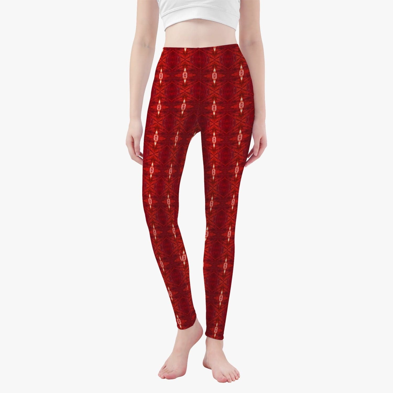 Red Bal Masqué Skin Fit Yoga Pants, by Sensus Studio Design