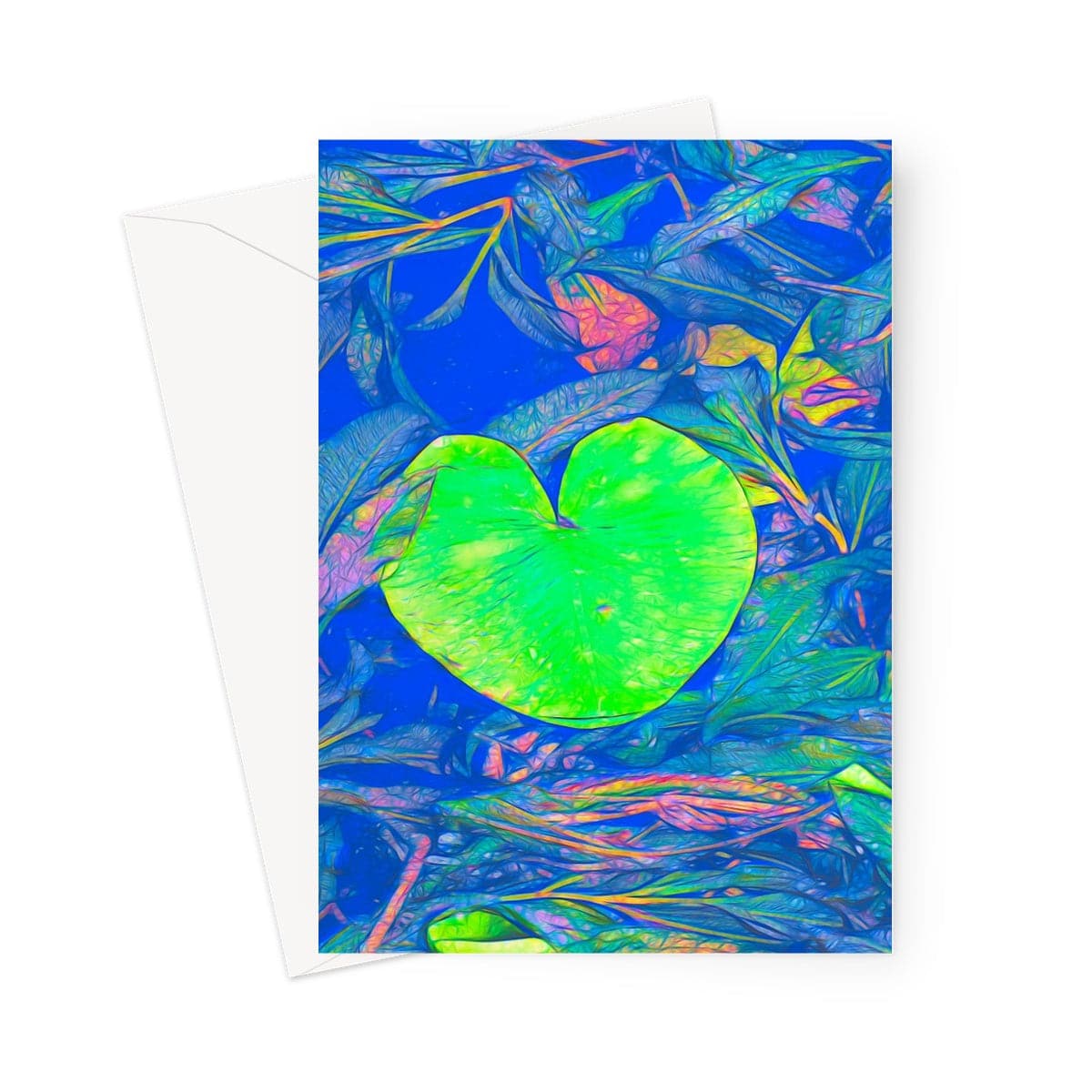 Waterlily leaf in blue Greeting Card