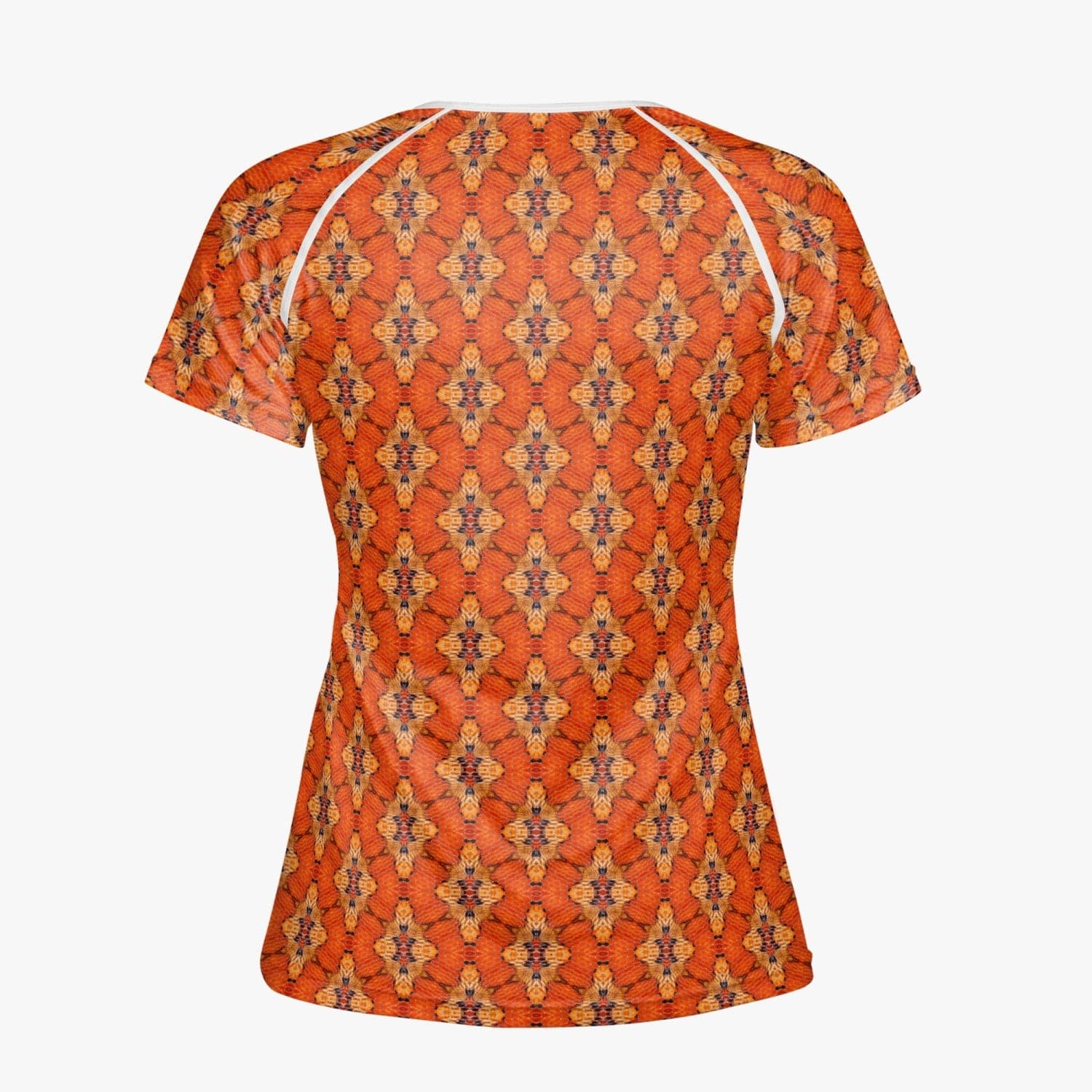 Orange snake skin trendy quick-dry  Handmade Women sports/yoga T-shirt, designed by Sensus Studio Design