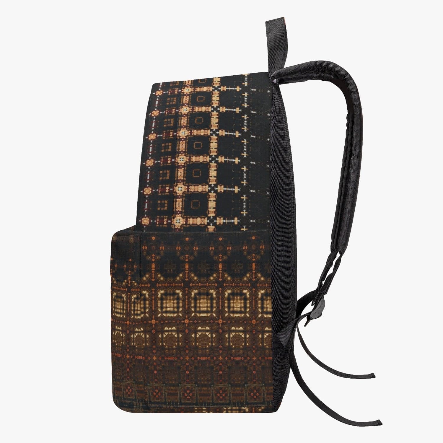 Dark brown red and orange pattern Cotton Canvas Backpack, by Sensus Studio Design