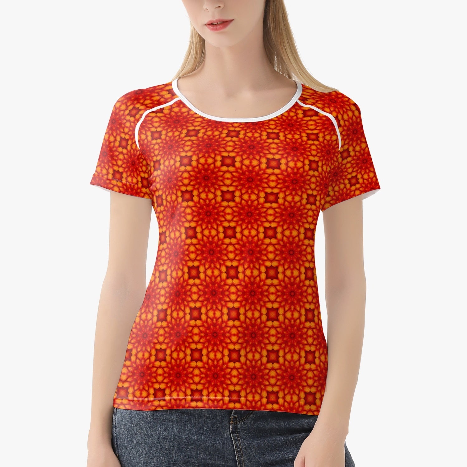 Orange Sacral Chacra Handmade Yoga Top for Women sports T-shirt, By Sensus Studio Design