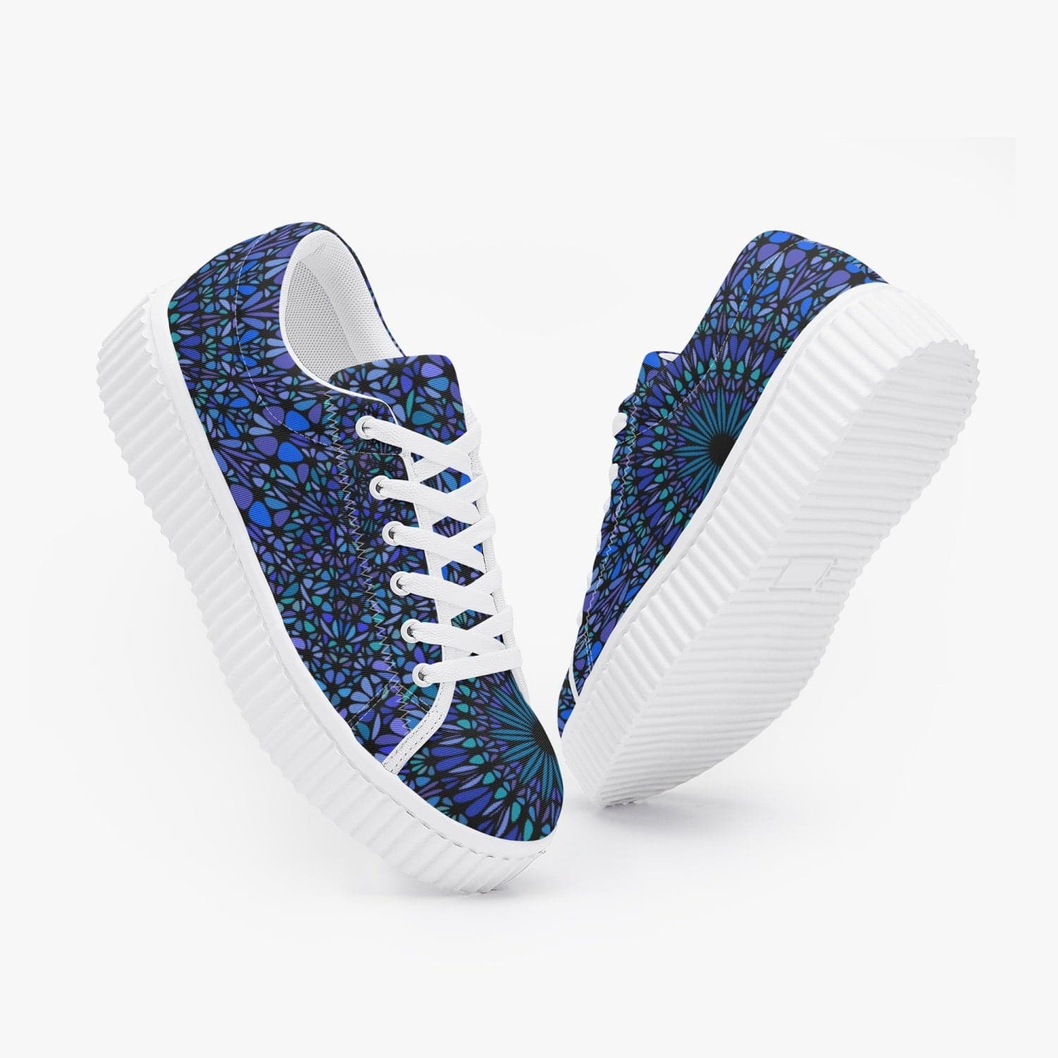 Blue mandala Women’s Low Top Platform Sneakers, designed by Sensus Studio Design