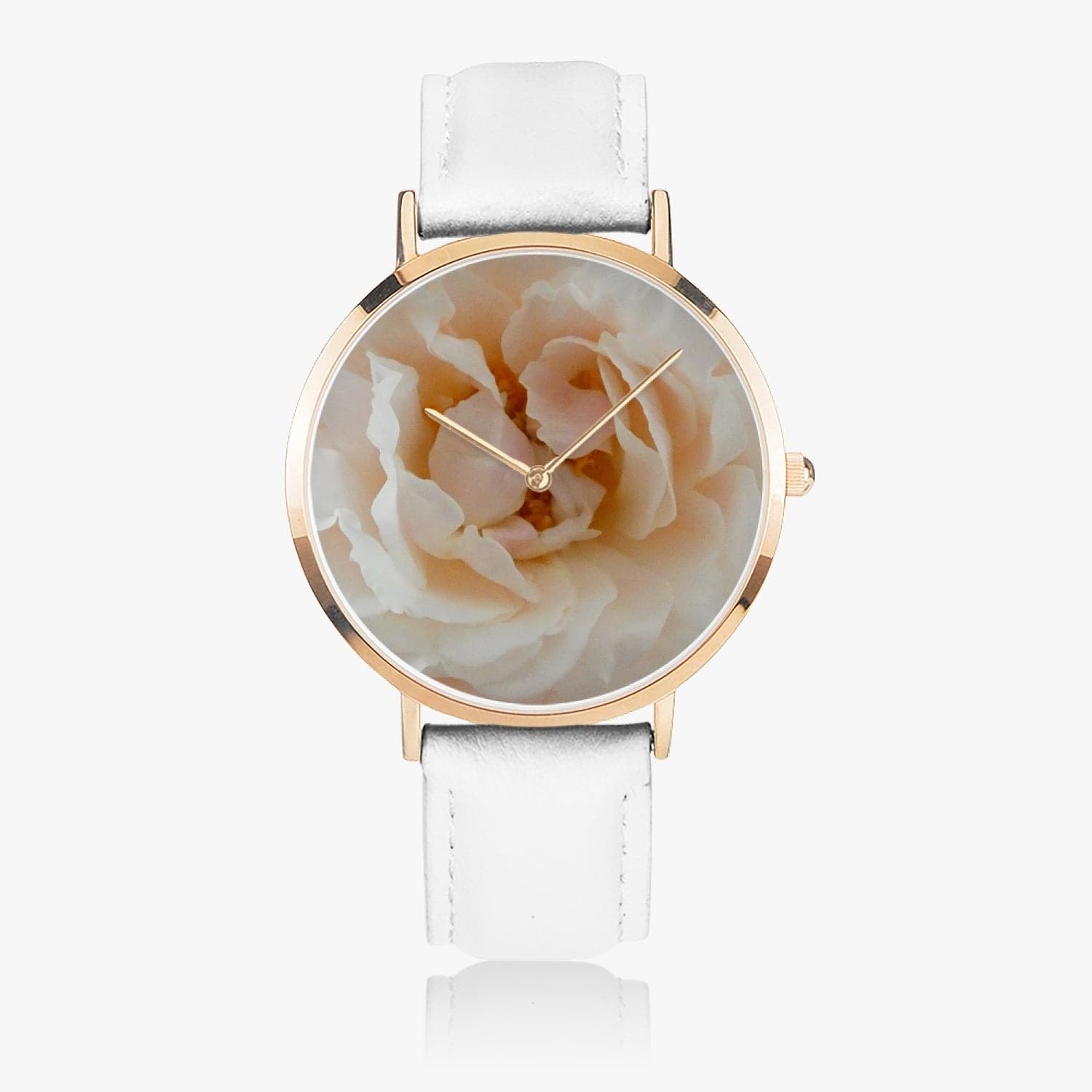 The Soul of a Rose, Hot Selling Ultra-Thin Leather Strap Quartz Watch (Rose Gold)