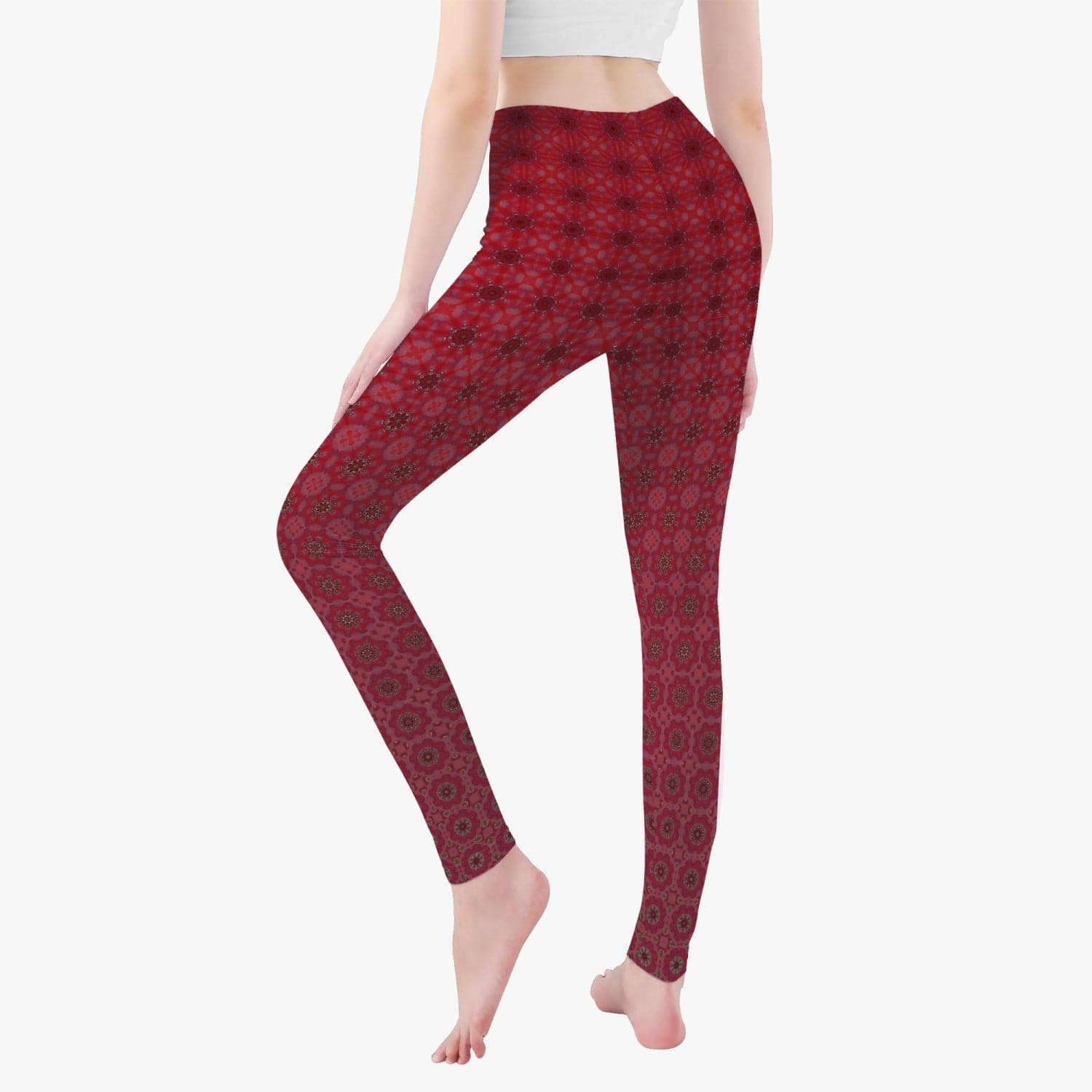 Red Wine fine rosy pattern StylishYoga Pants/Leggings for women, by Sensus Studio Design