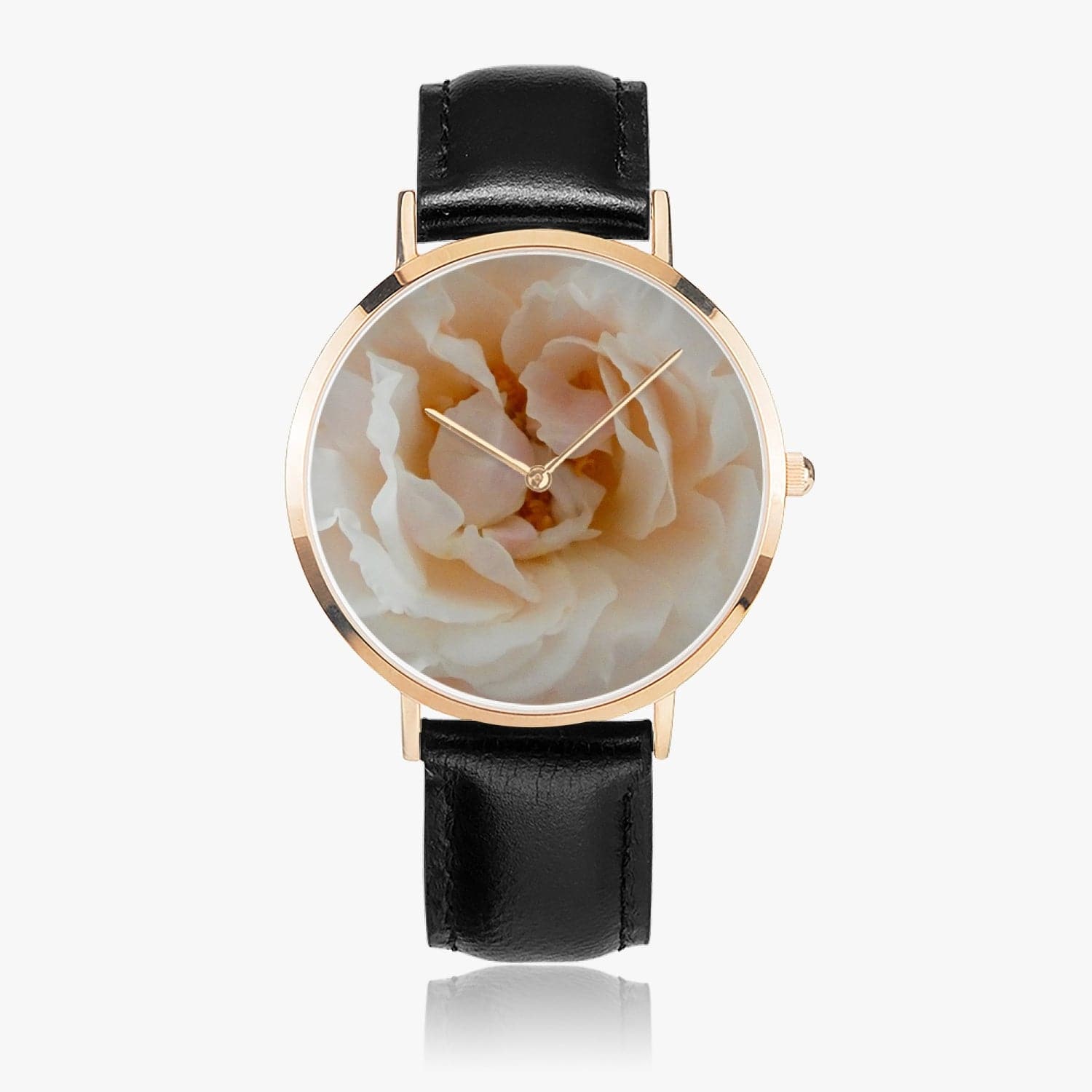 The Soul of a Rose, Hot Selling Ultra-Thin Leather Strap Quartz Watch (Rose Gold)