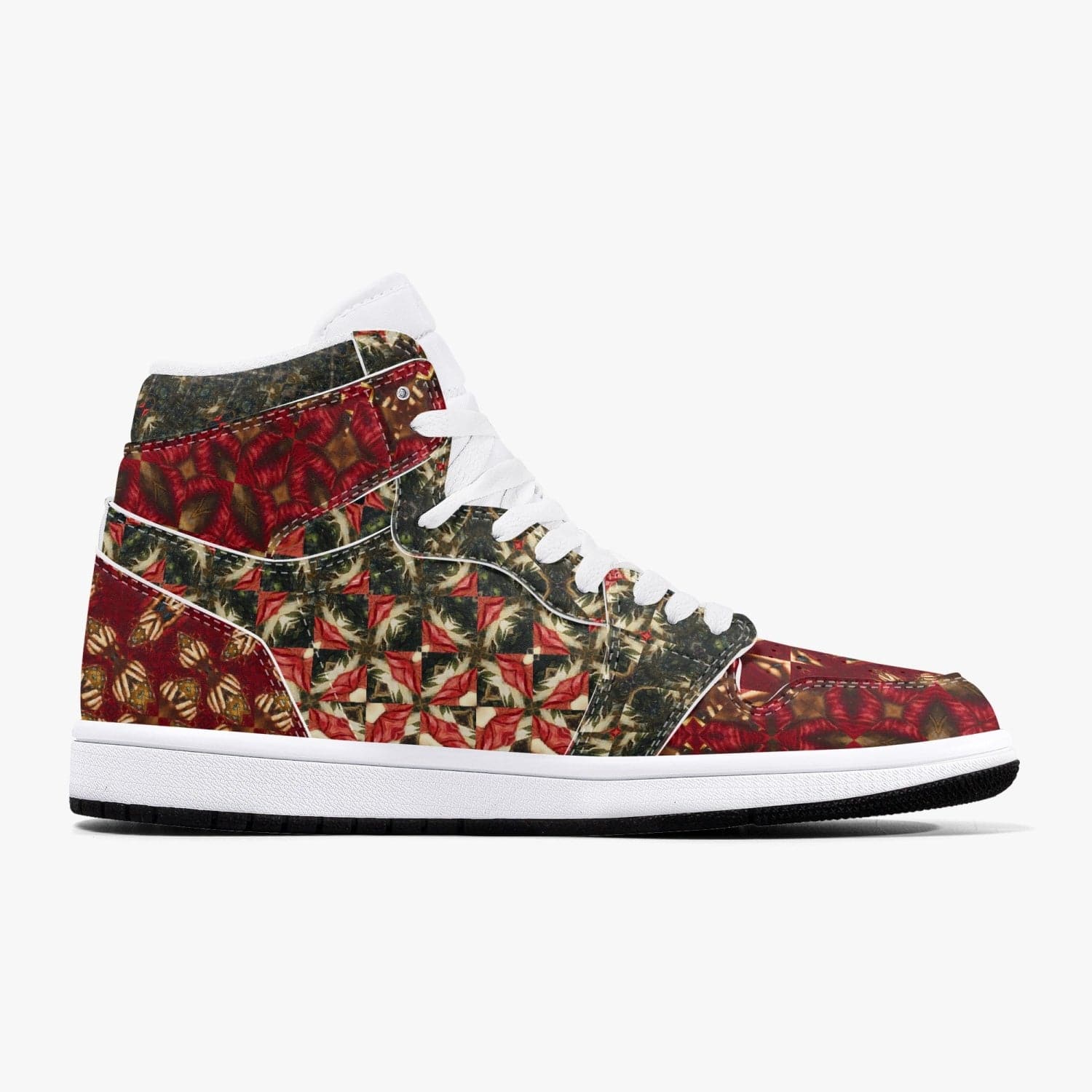 Red with yellow patterned Trendy design 2022 New Black High-Top Leather Sneakers, by Sensus Studio Design