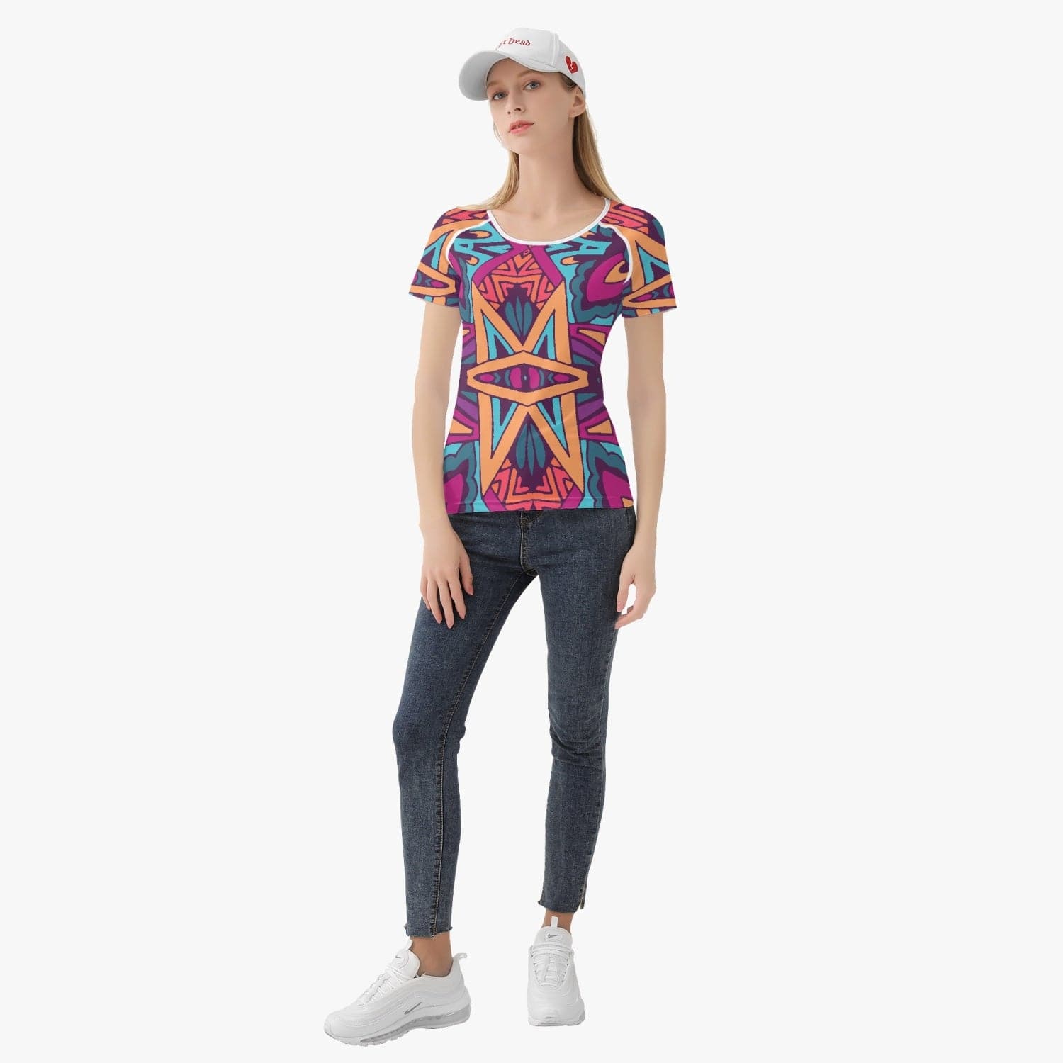 Colorful Etnic Bow Trendy 2022 Handmade  Women sports/yoga  T-shirt, exclusive design by Sensus Studio Design