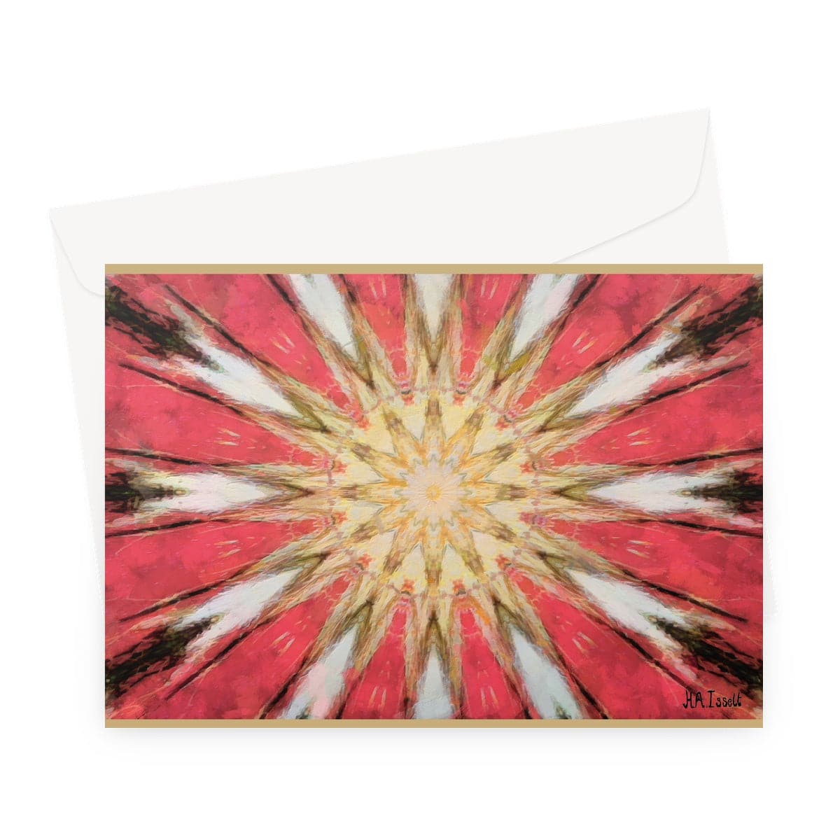 Red White and Gold Pattern Greeting Card
