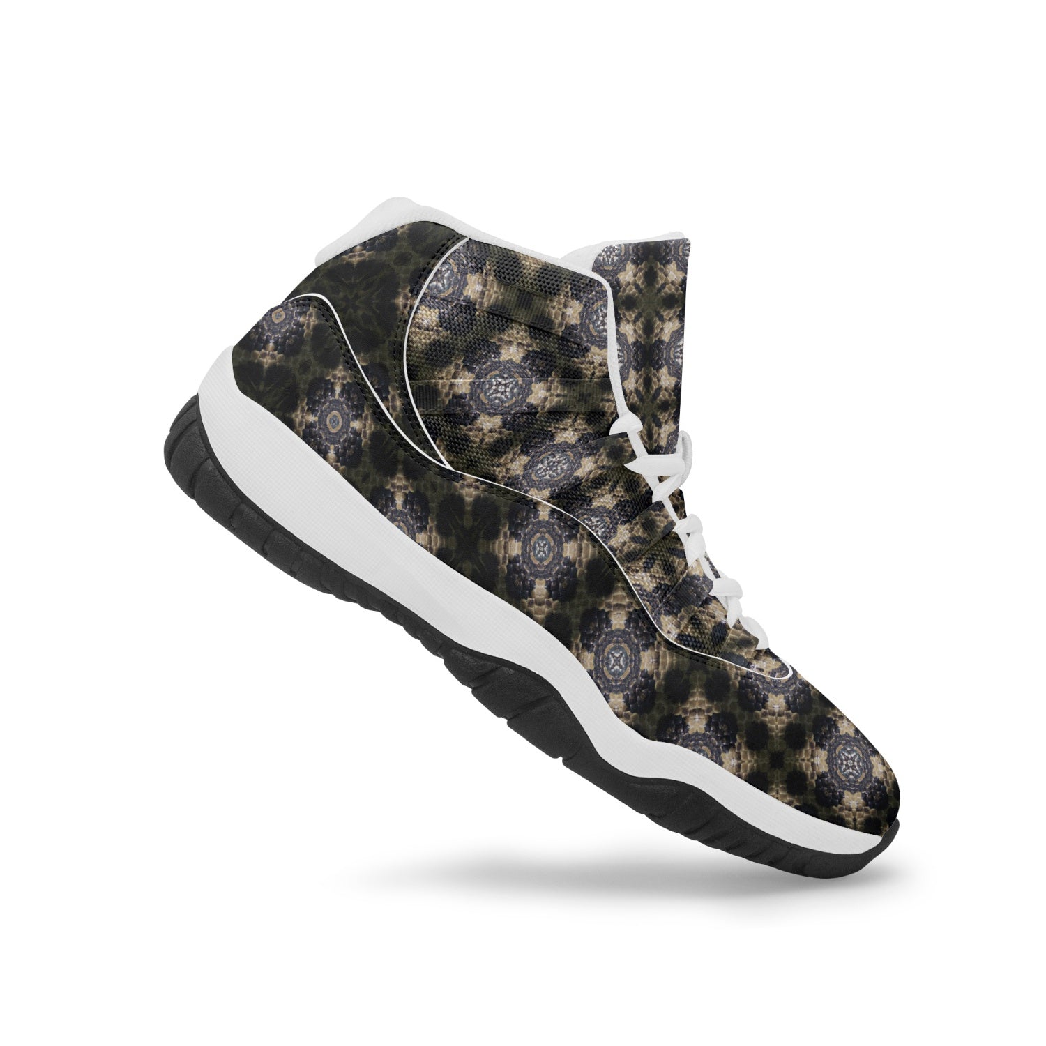 Rattles snake crossed patterned  AJ11 Basketball Sneakers (Stripe Customizable), by Sensus Studio Design