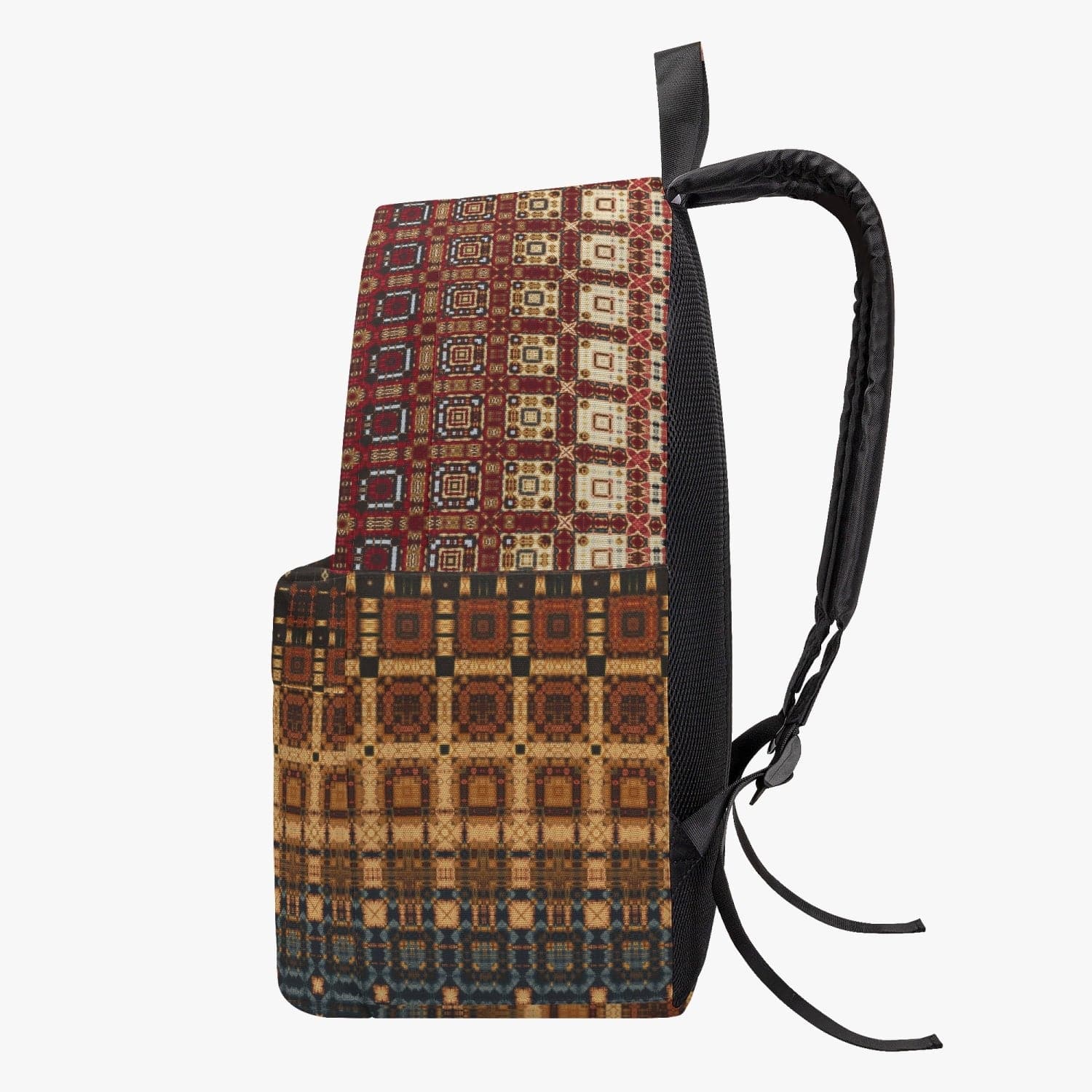 Orange and brown patterned Cotton Canvas Backpack, by Sensus Studio Design