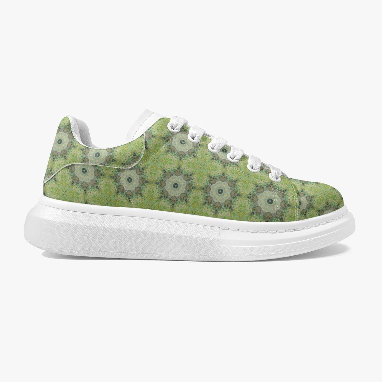 Spring green and beige starry pattern, trendy 2022  Lifestyle Low-Top Leather Sneakers, by Sensus Studio Design