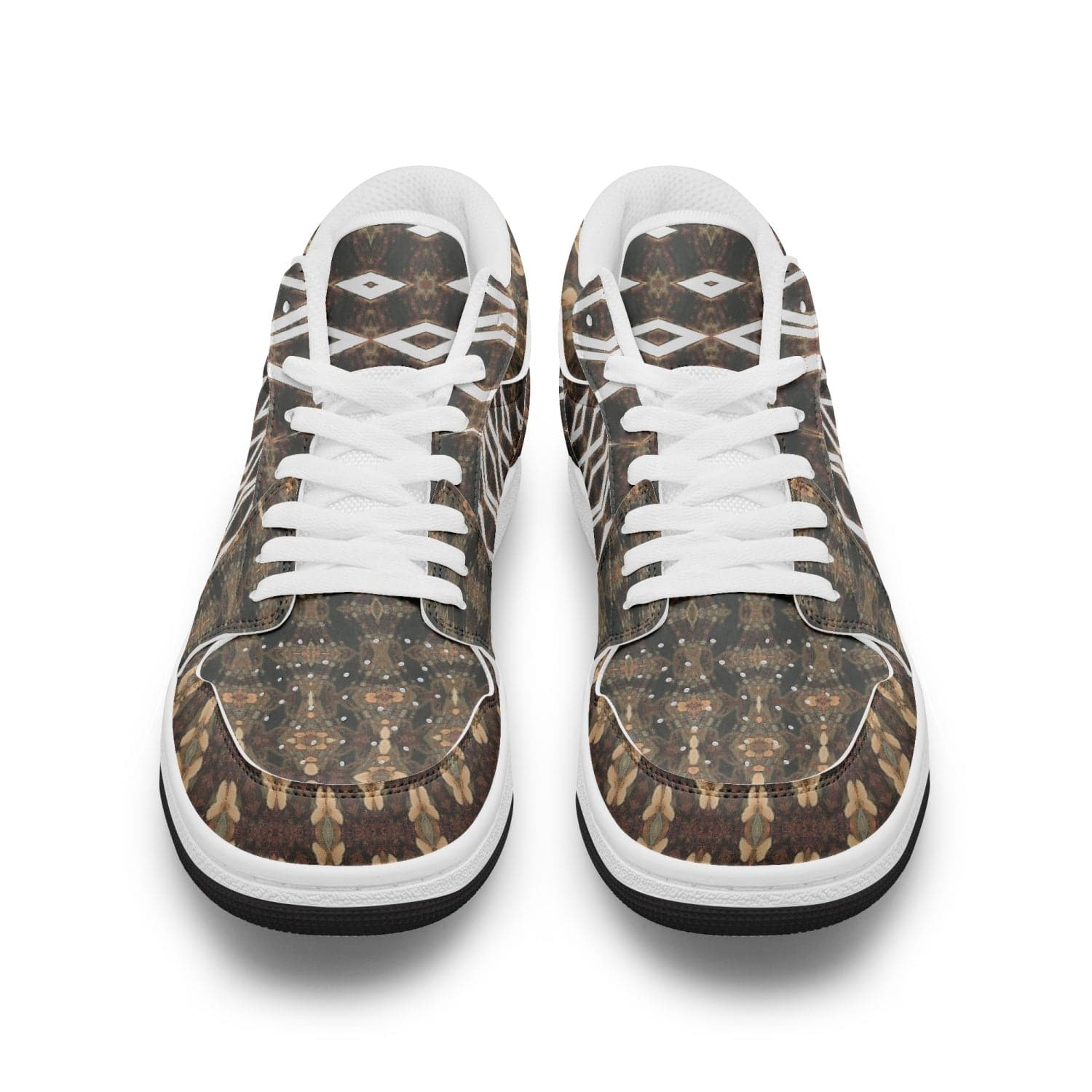 The Art of Walking, Trendy Brown patterned  Low-Top AJ1 Leather Sneakers, by Sensus Studio Design