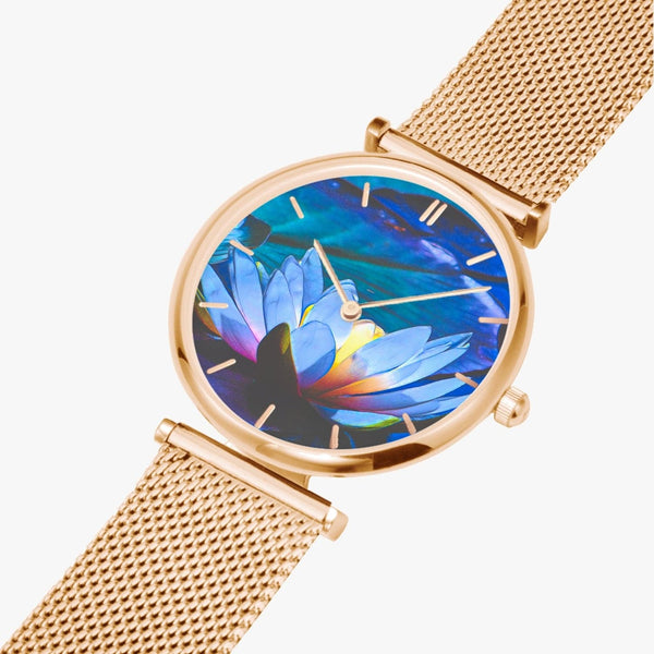 Blue Lily, New Stylish Ultra-Thin Quartz Watch (With Indicators), by Sensus Studio