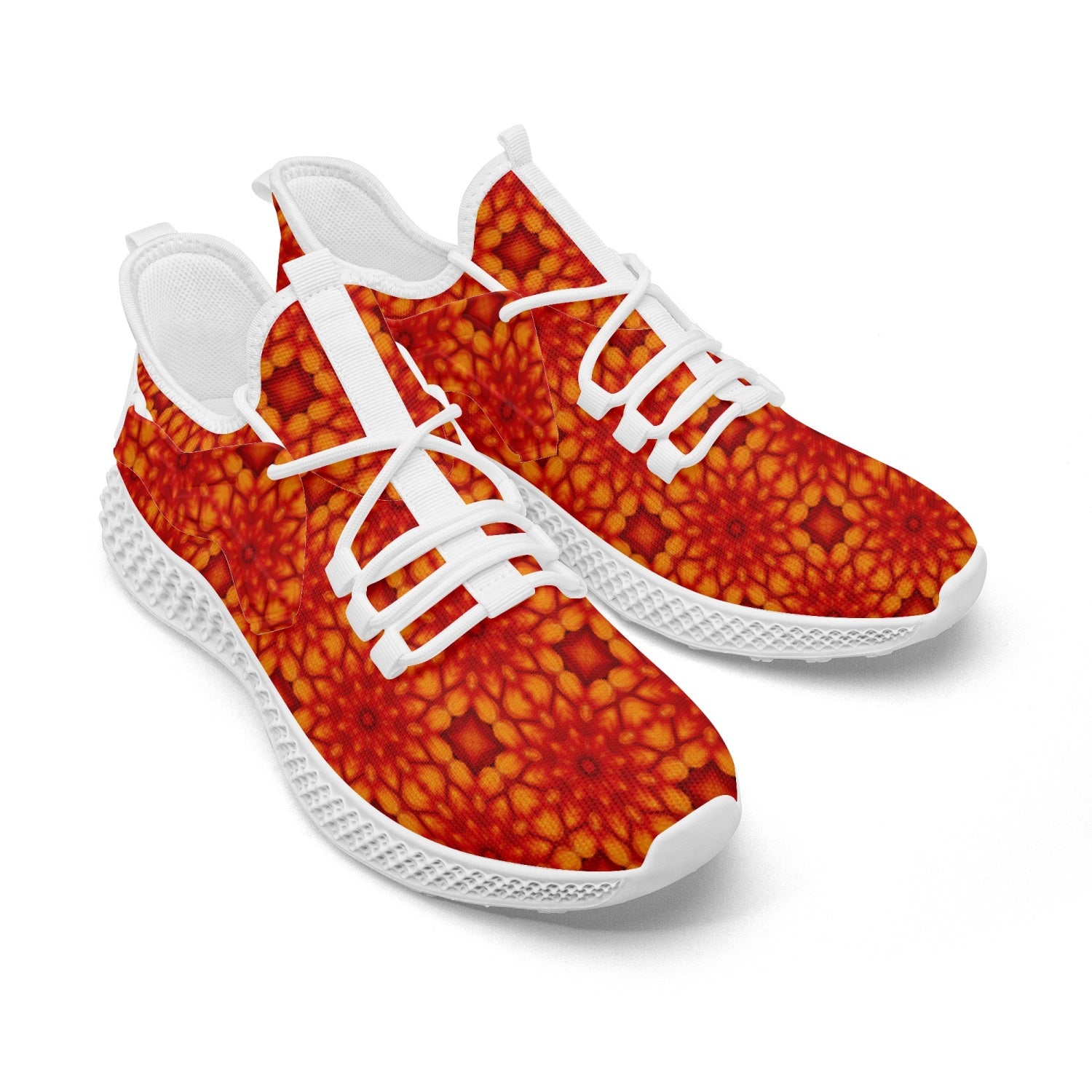 Orange Sacral Chacra, Net Style Mesh Knit Sneakers, by Sensus Studio Design