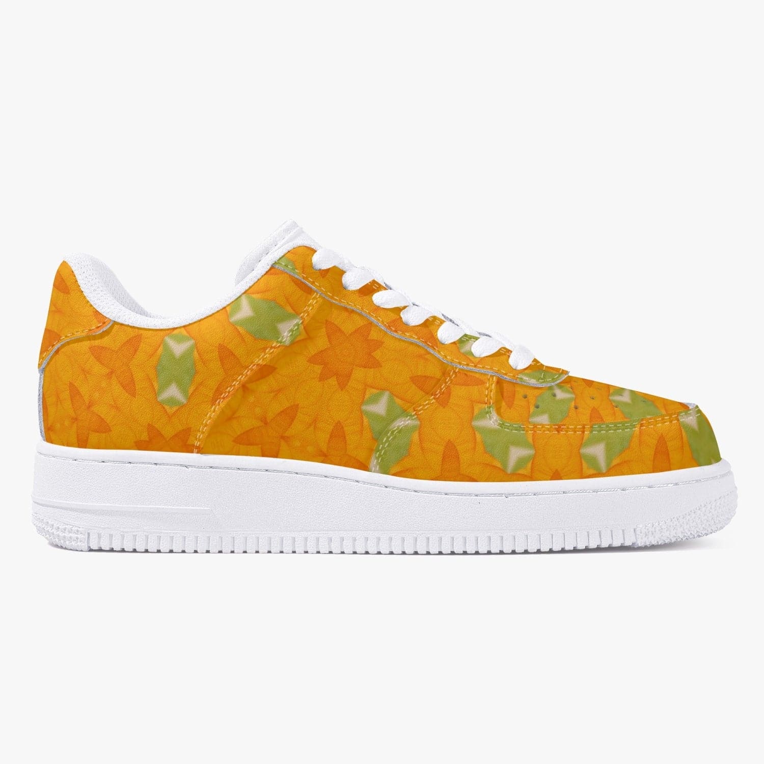 Yellow Buttercups,  Women's New Low-Top Leather Sports Sneakers, by Sensus Studio Design