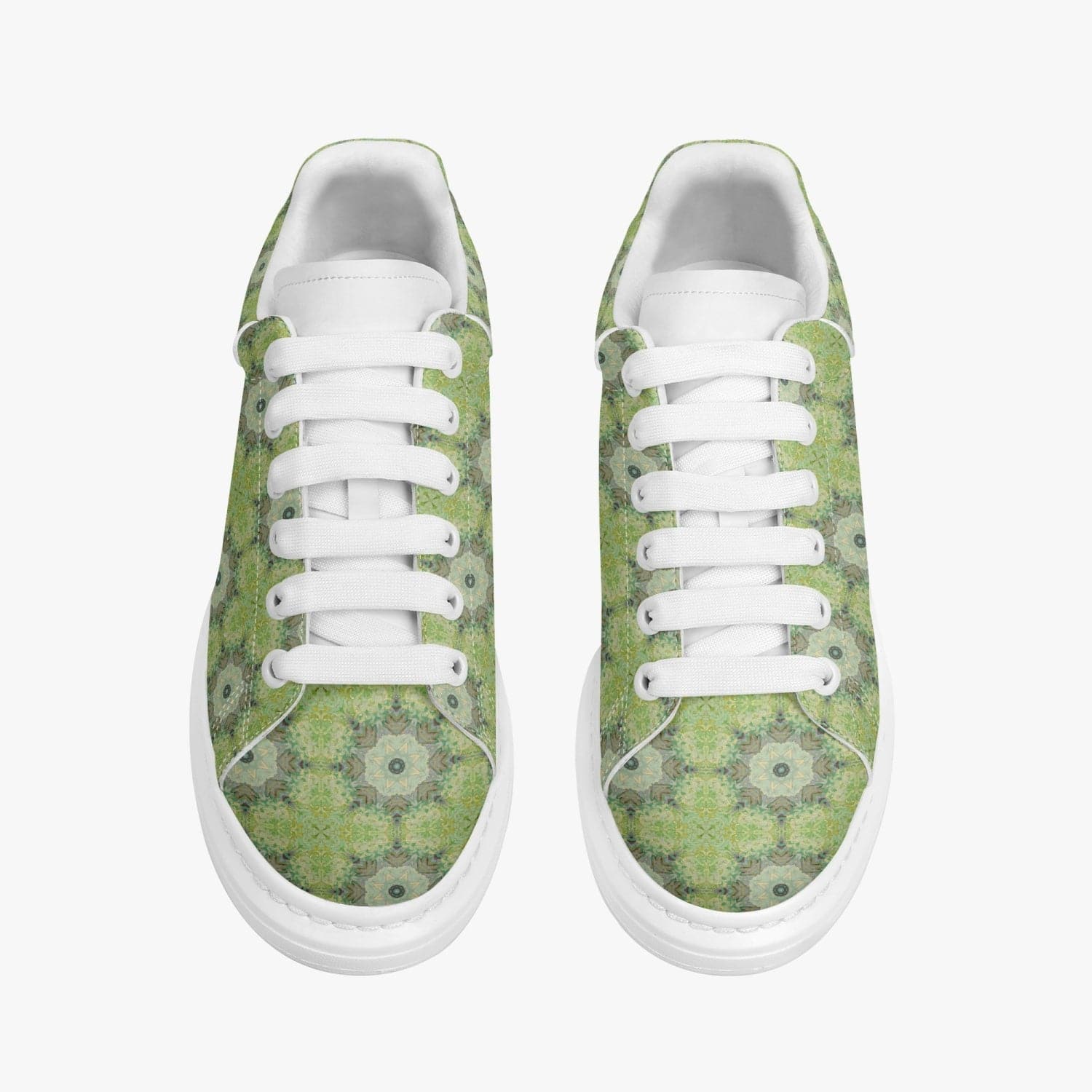Spring green and beige starry pattern, trendy 2022  Lifestyle Low-Top Leather Sneakers, by Sensus Studio Design