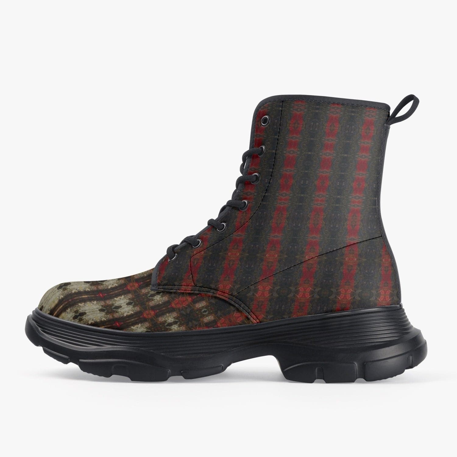 Red and Green exclusive designed Casual Leather Chunky Boots, by Sensus Studio