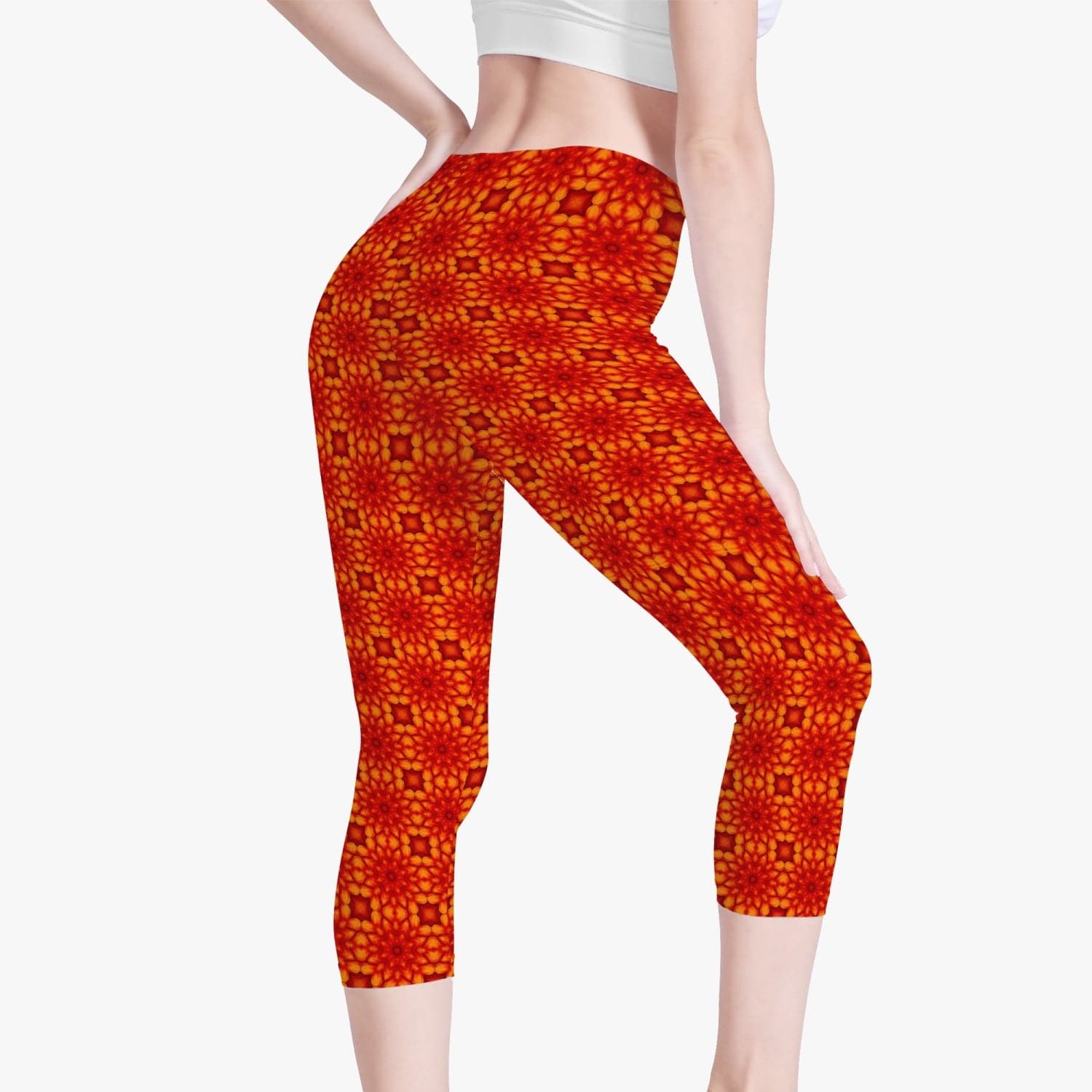 Orange Sacral Chacra  Short Type Yoga Pants, by Sensus Studio Design