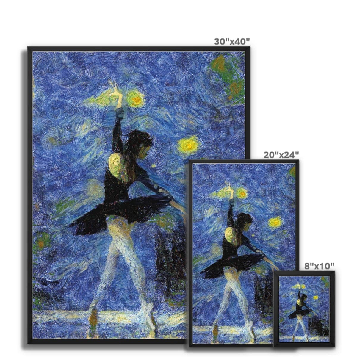 Ballerina Starry Night Framed Canvas