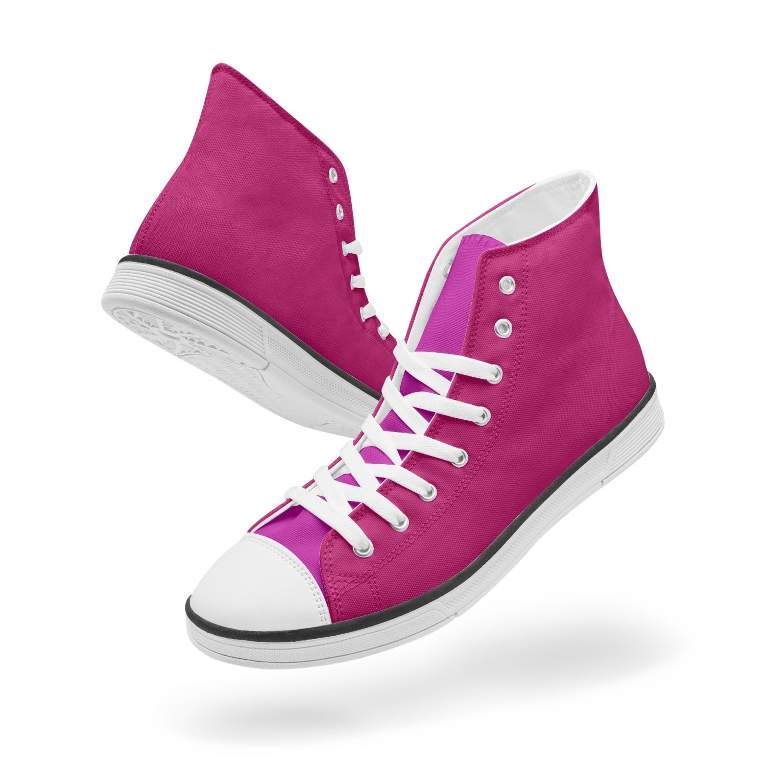 Shocking Mexican Pink Tone on Tone Light Adult High-Top Canvas Shoes