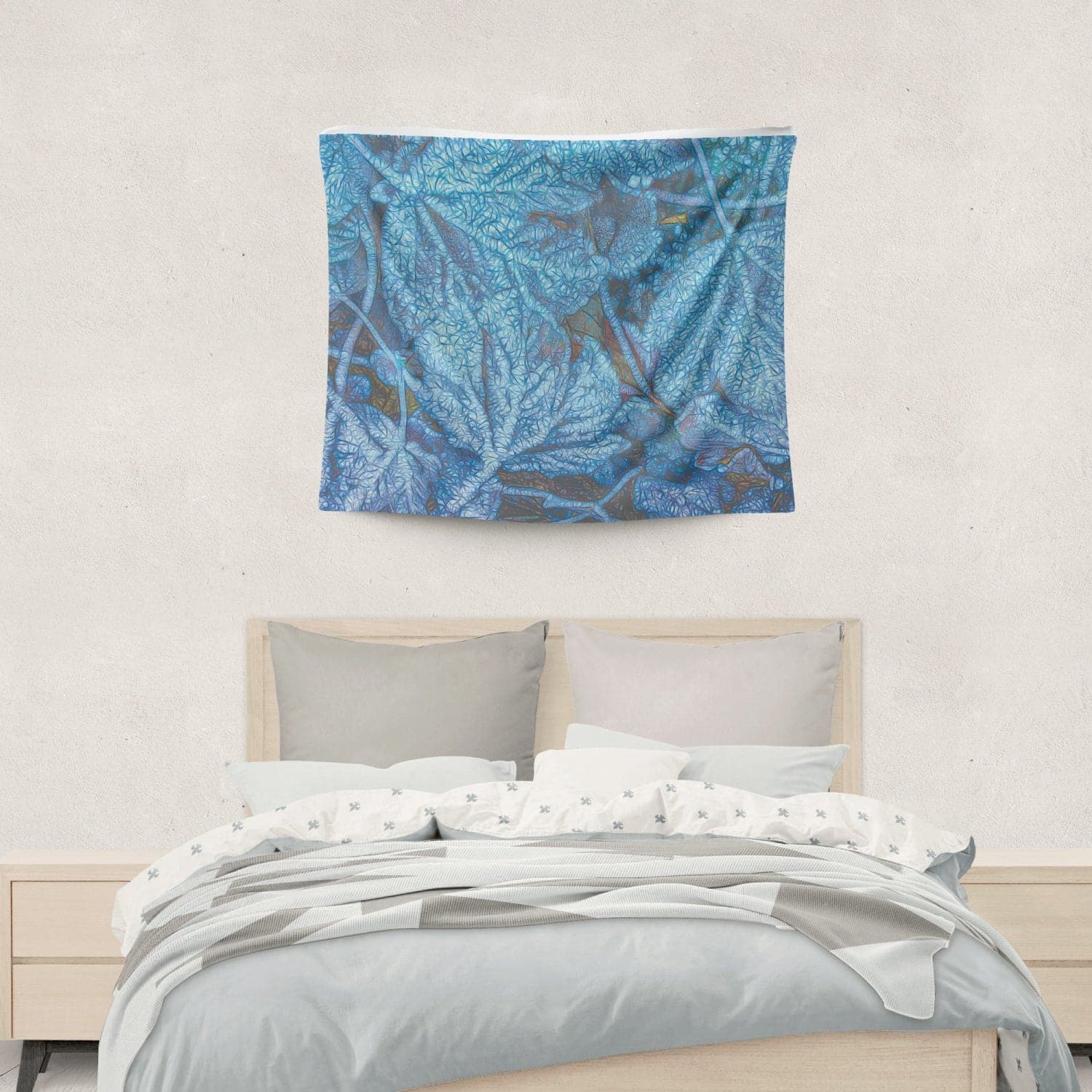 187. Frosted leafs, Trending 2-Sized Polyester Wall Tapestry
