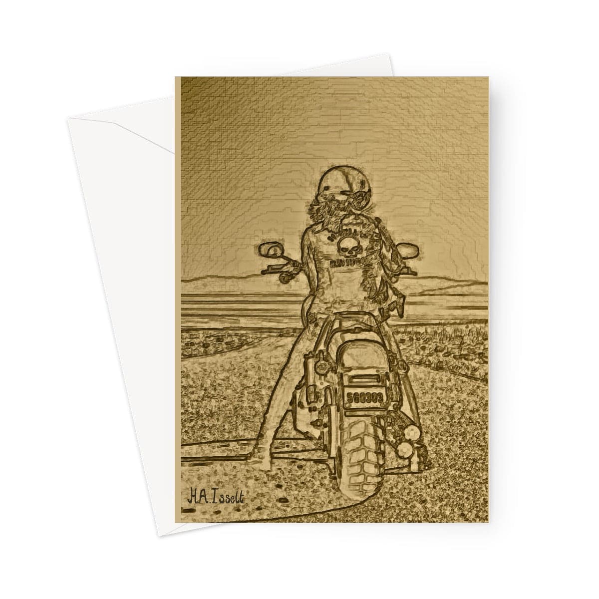 Biker Woman Gold Greeting Card