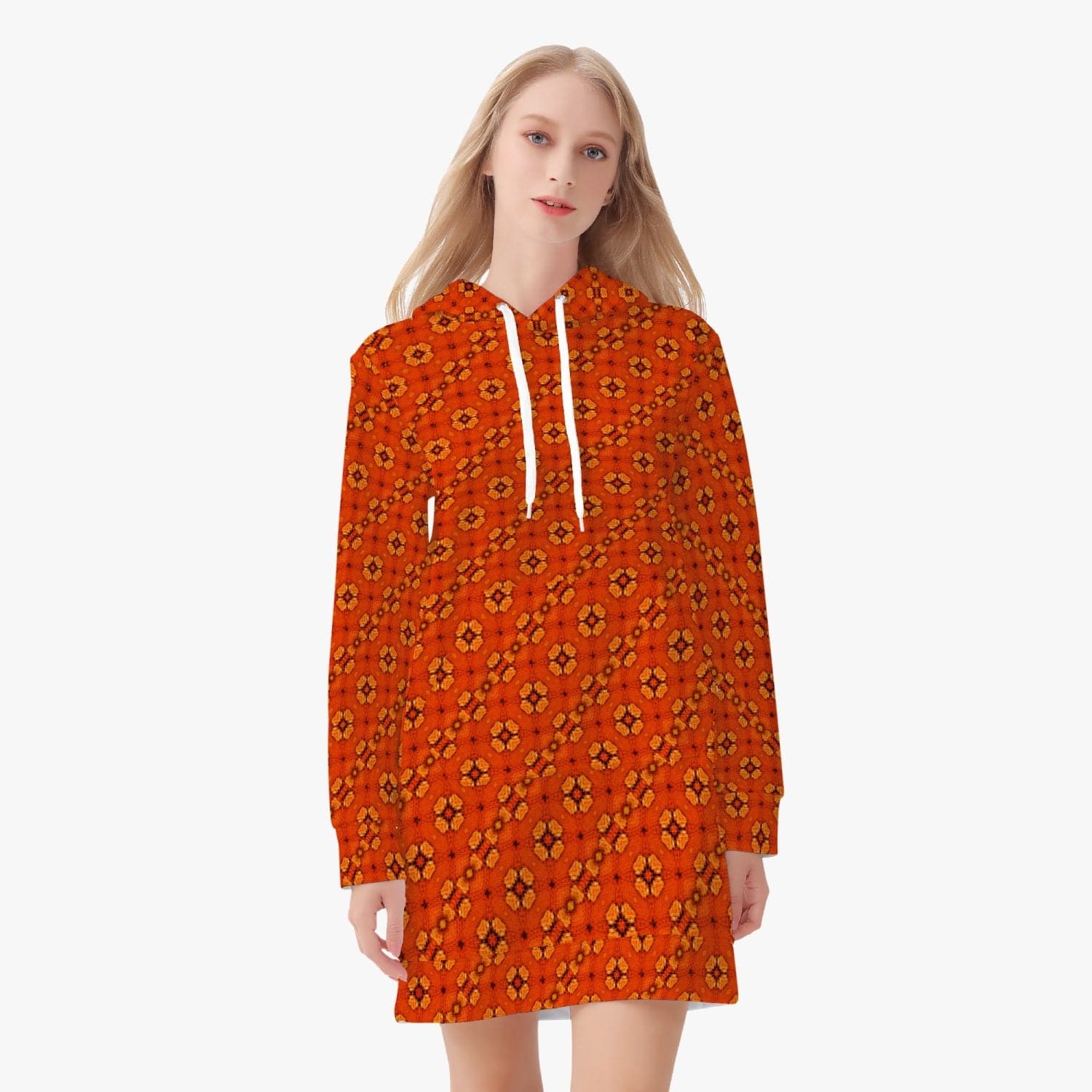 Orange snake skin II Hot trendy 2022 Women's  Hoodie Dress, by Sensus Studio Design