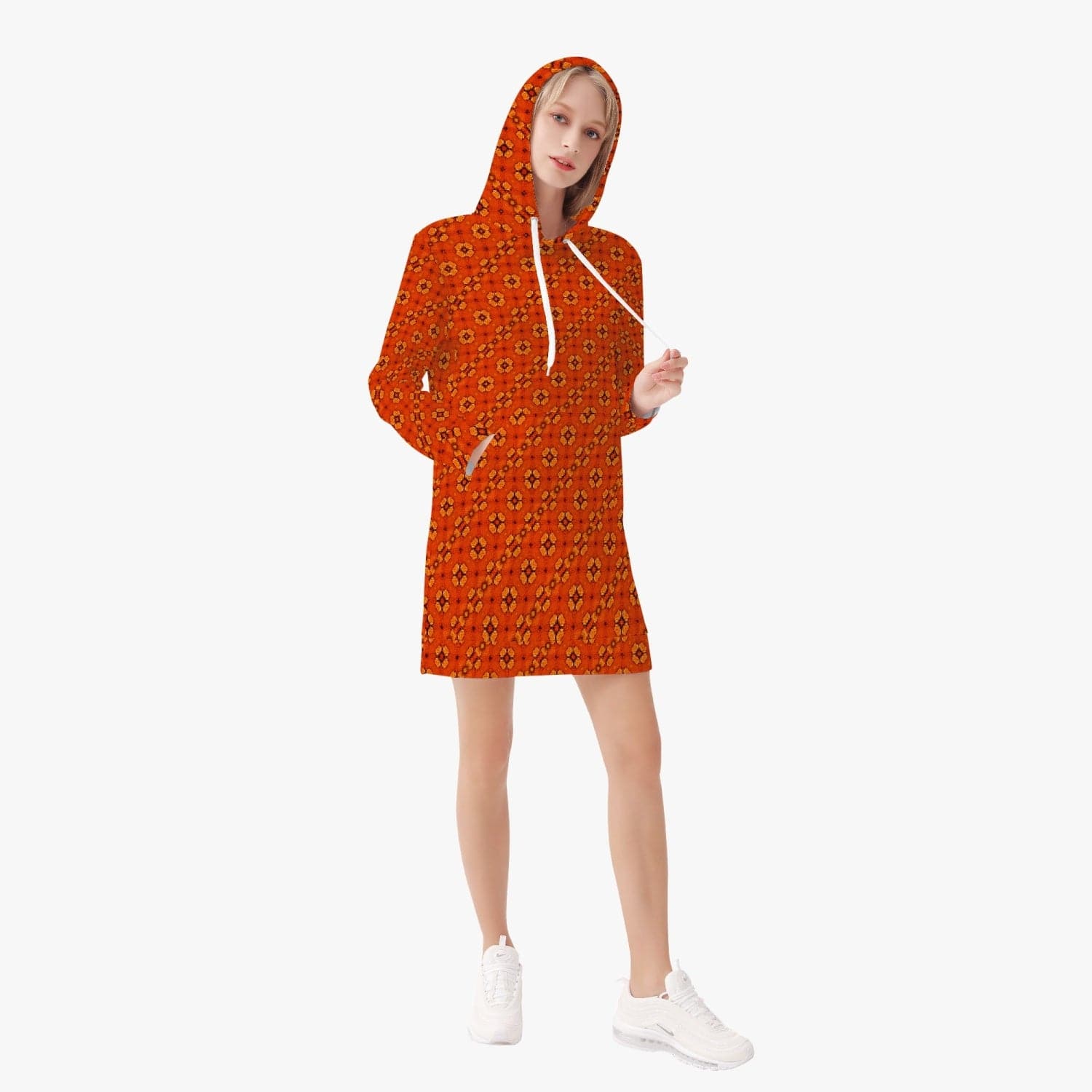 Orange snake skin II Hot trendy 2022 Women's  Hoodie Dress, by Sensus Studio Design