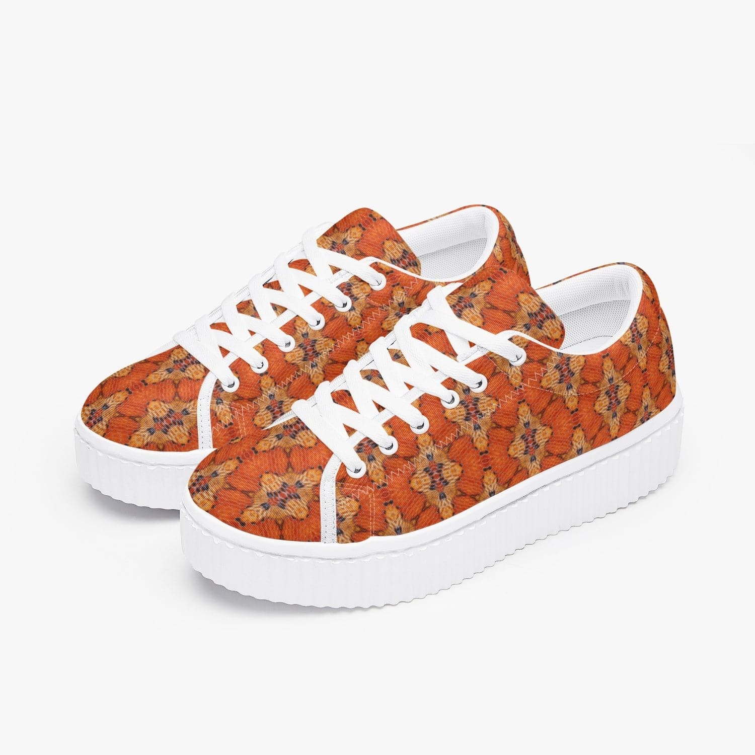 Orange snake skin Hot trendy 2022  Women’s Low Top Platform Sneakers, by Sensus Studio Design