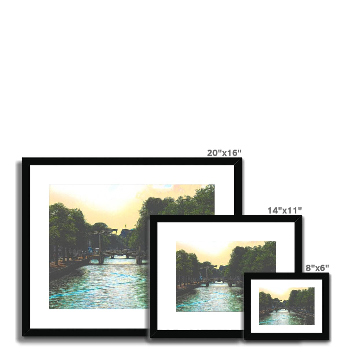 Bridge in Amsterdam, Digital art in Framed & Mounted Print, by Ingrid Hütten